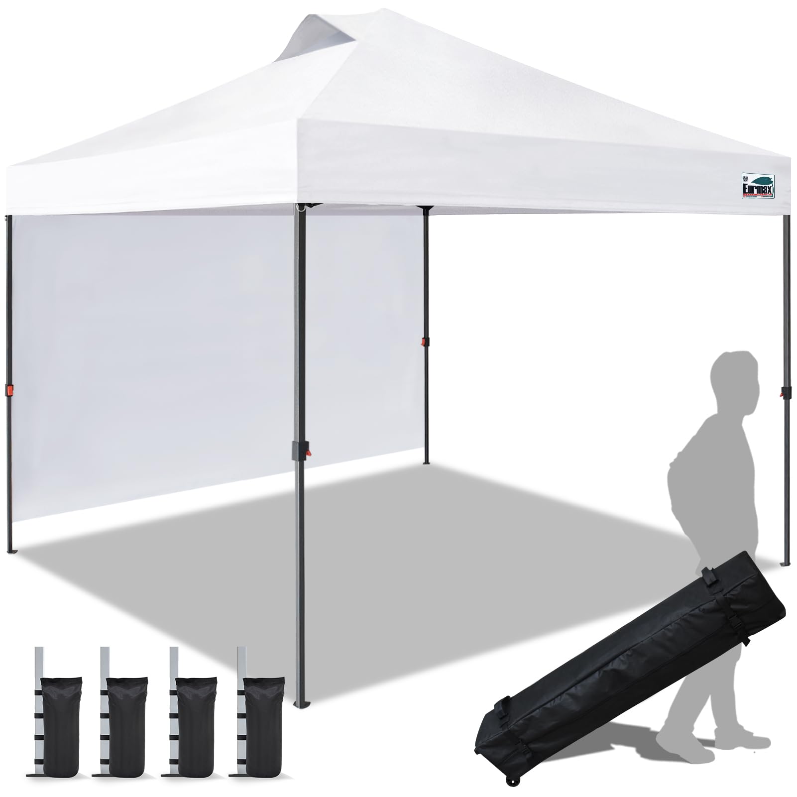 Commercial Pop-Up Canopy Tent – Instant Shelter with 4 Removable Sidewalls, Roller Bag & Sandbags