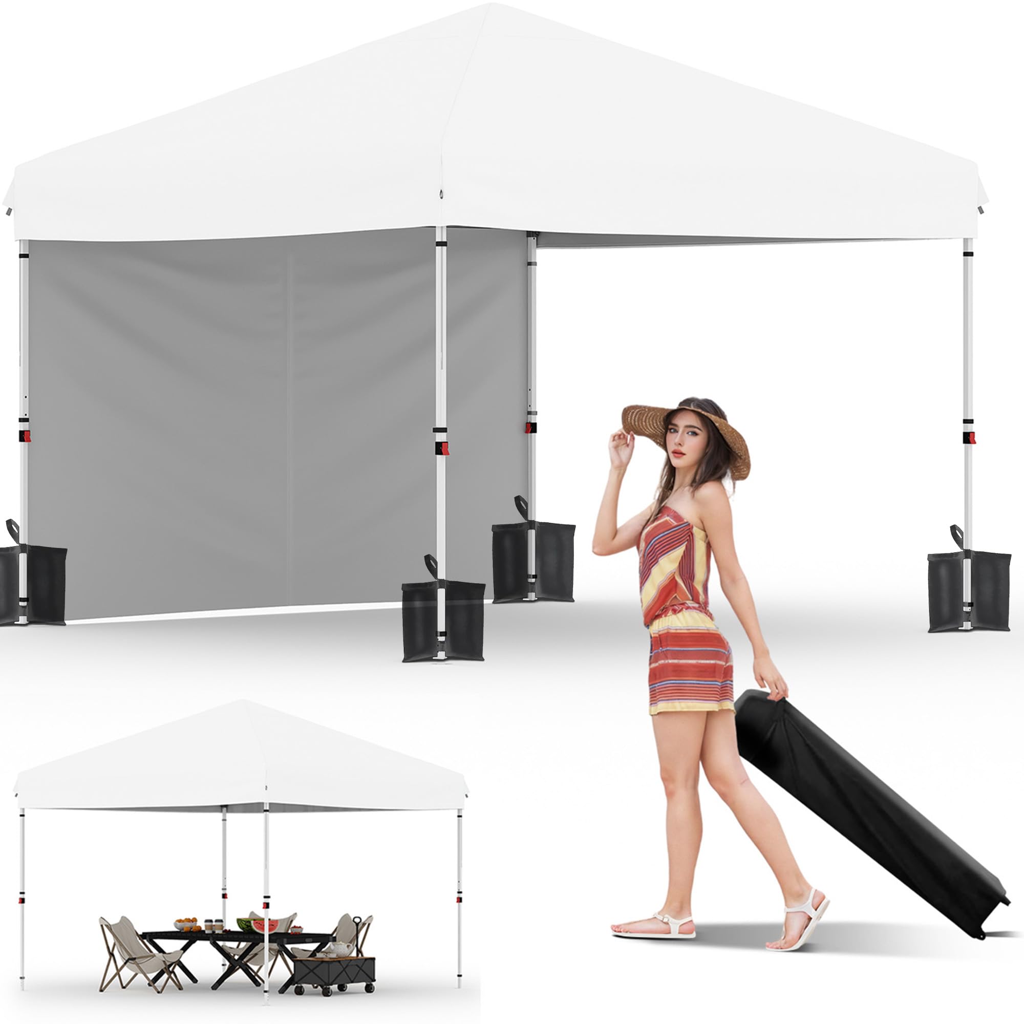 10 × 10 FT Heavy-Duty Pop-Up Canopy Tent – One-Person Setup, Waterproof UPF 50+ Shelter for Events & Markets