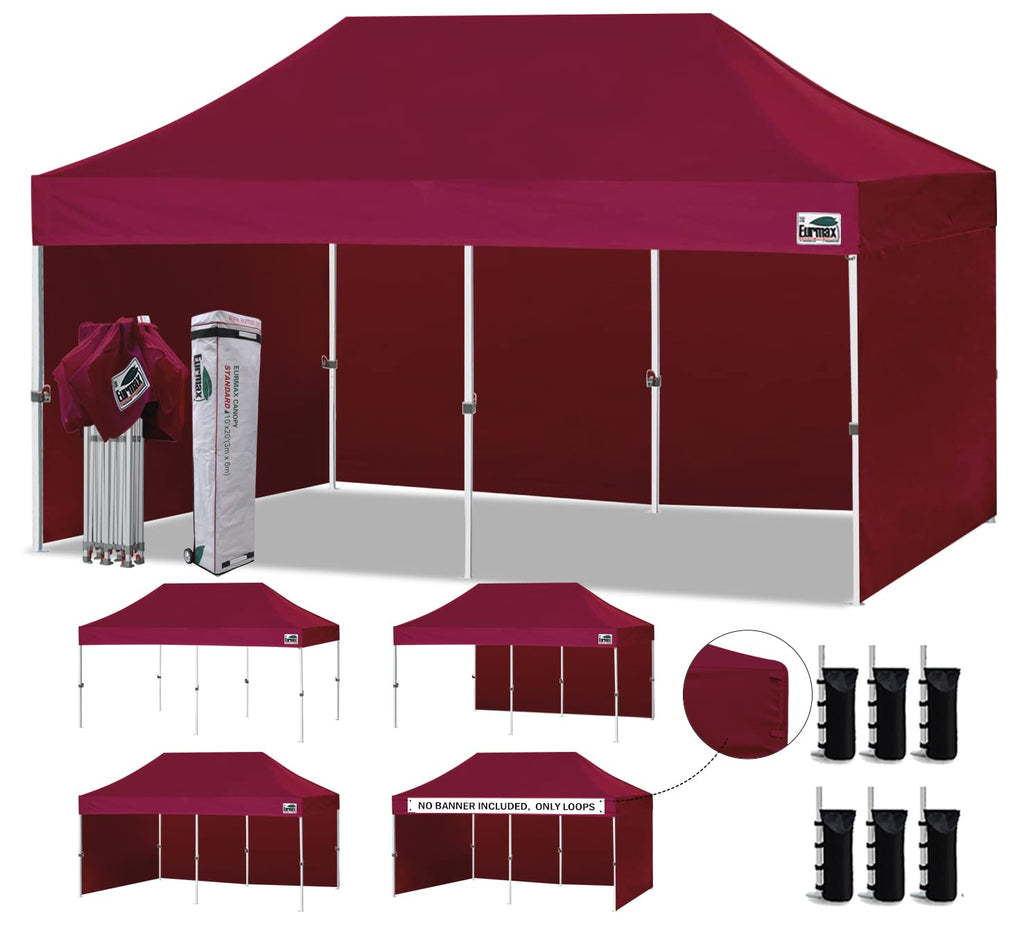 Commercial Pop-Up Canopy Tent – Instant Shelter with 4 Removable Sidewalls, Roller Bag & Sandbags
