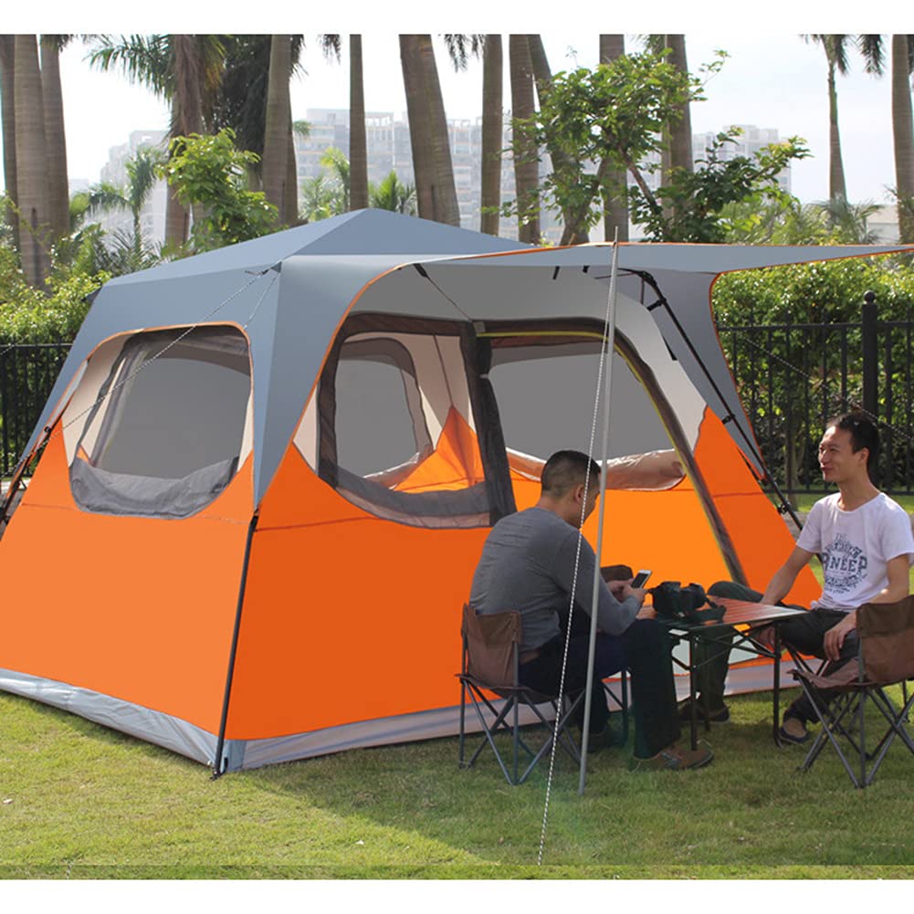 5–8 Person Pop-Up Family Camping Tent with Porch & Double Doors – Foldable Double-Layer Shelter