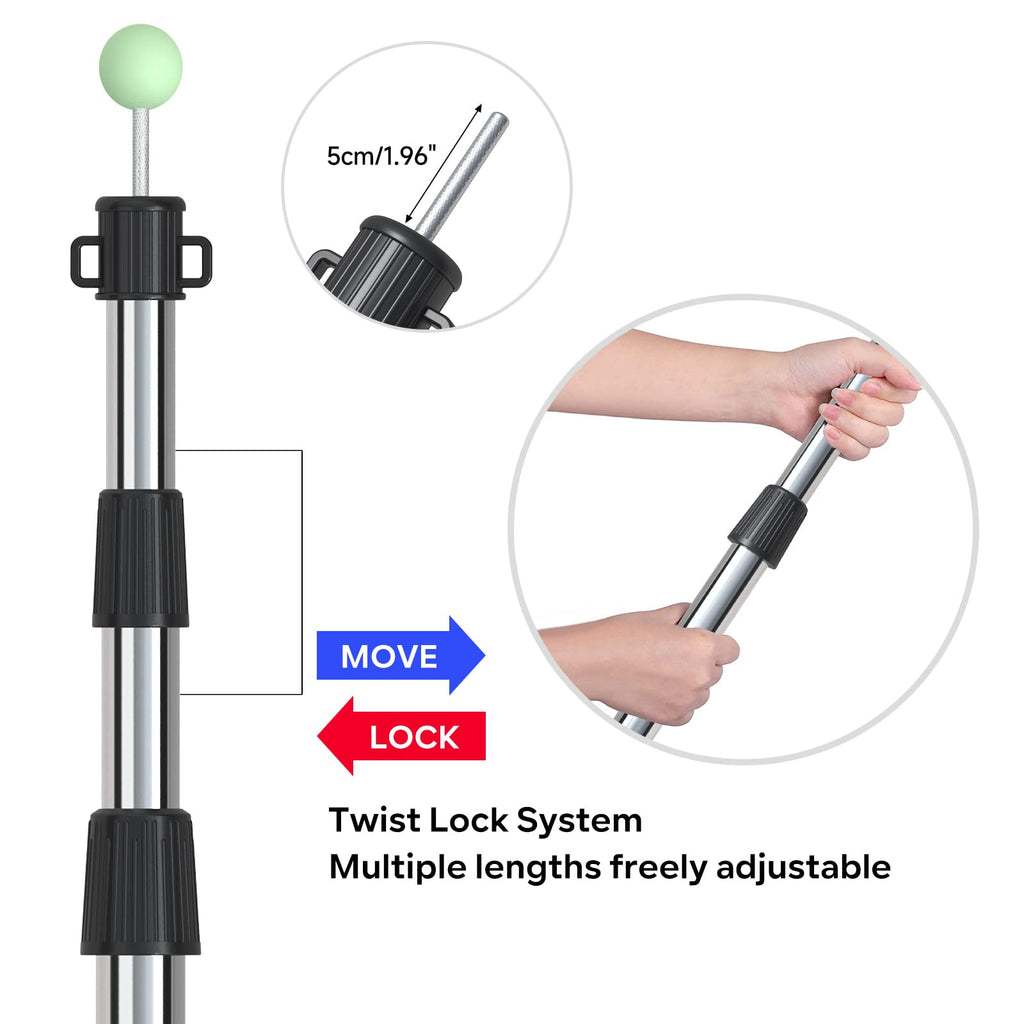 Telescoping Tarp Poles – Heavy-Duty Stainless Steel Canopy Pole Set for Camping & Outdoor Use (Set of 2)