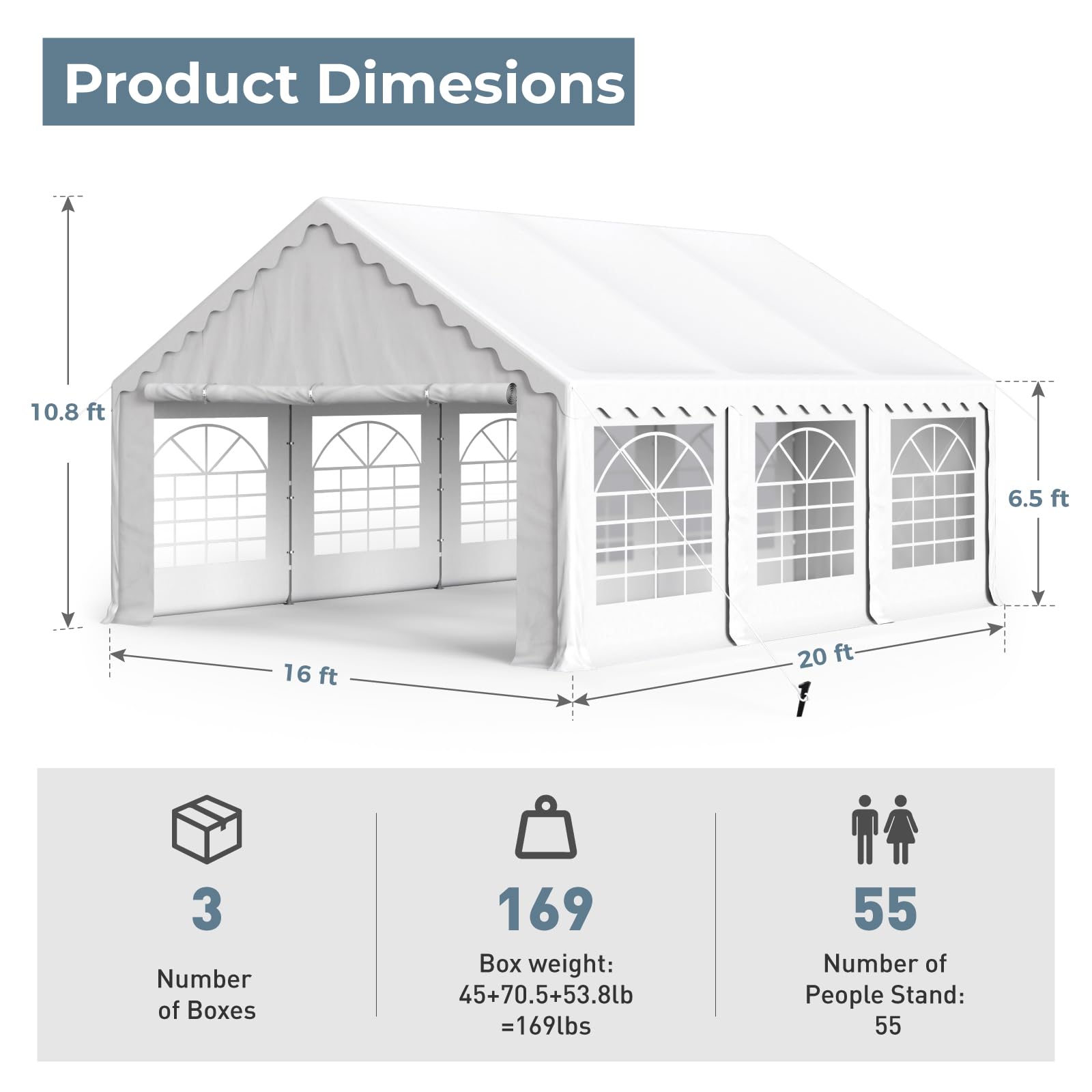 Heavy-Duty Canopy Tent – Outdoor Gazebo Shelter with Removable Sidewalls for Events & Camping