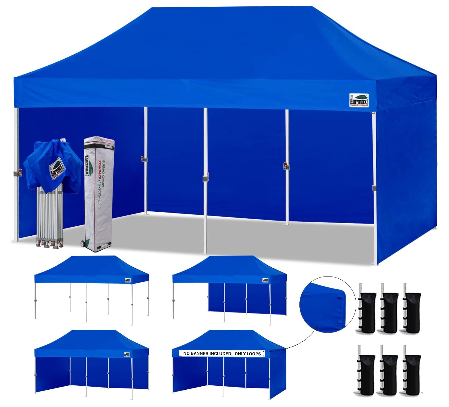 Commercial Pop-Up Canopy Tent – Instant Shelter with 4 Removable Sidewalls, Roller Bag & Sandbags