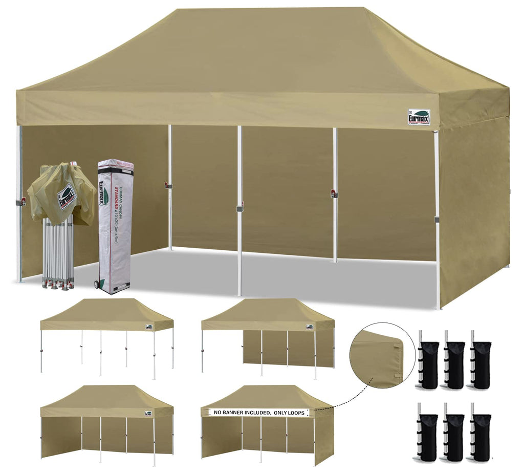 Commercial Pop-Up Canopy Tent – Instant Shelter with 4 Removable Sidewalls, Roller Bag & Sandbags