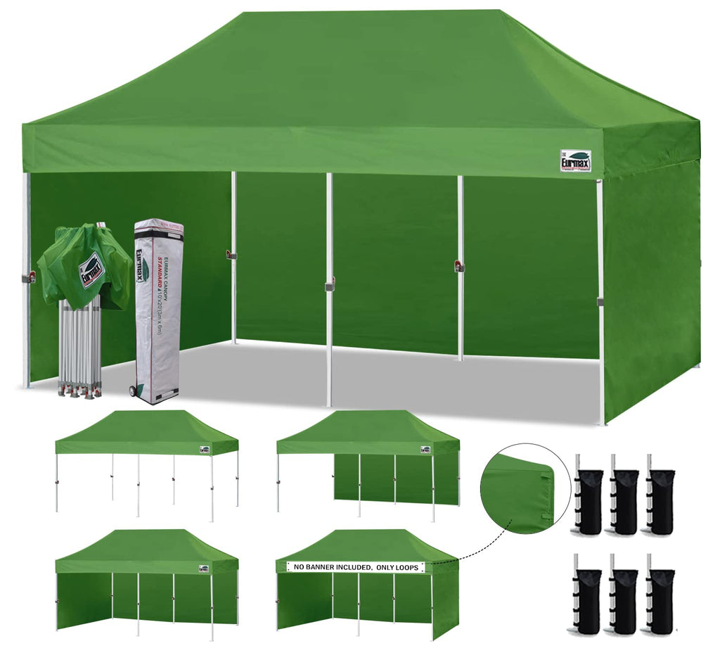 Commercial Pop-Up Canopy Tent – Instant Shelter with 4 Removable Sidewalls, Roller Bag & Sandbags
