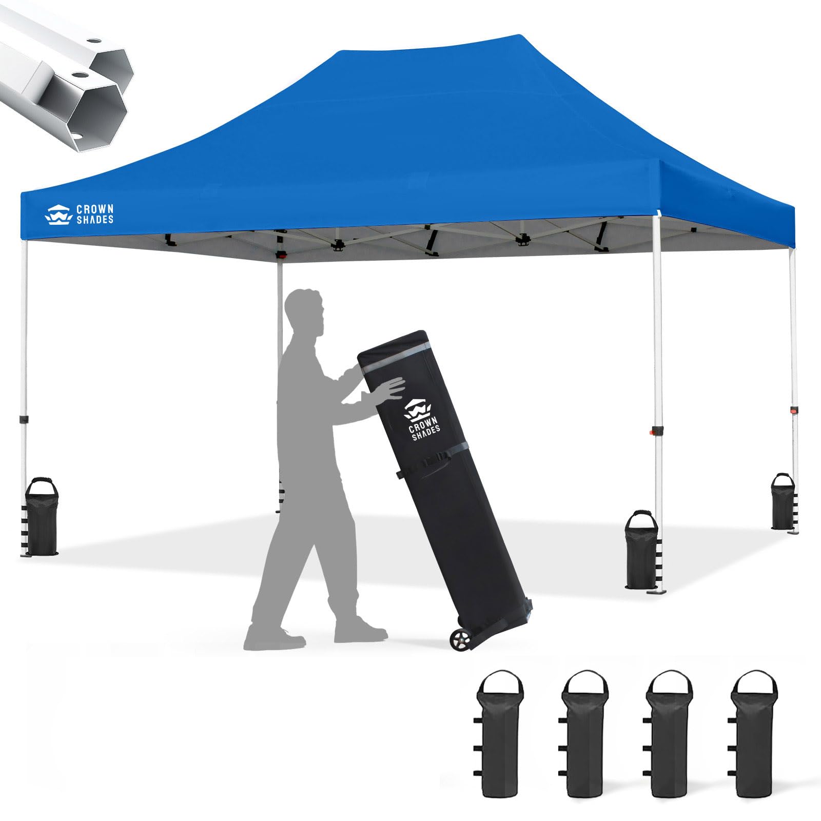 Commercial Pop-Up Canopy Tent – Instant 1-Person Setup with 400D Silver-Coated Fabric, Wheels & Carry Bag