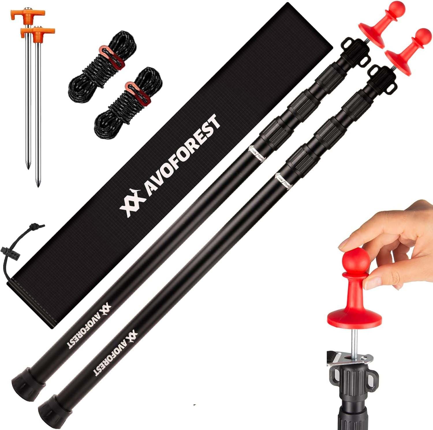 Heavy-Duty Adjustable Tarp Poles – Aviation Aluminum Awning Pole Set for Camping & Hiking (2 or 4 Pack)
