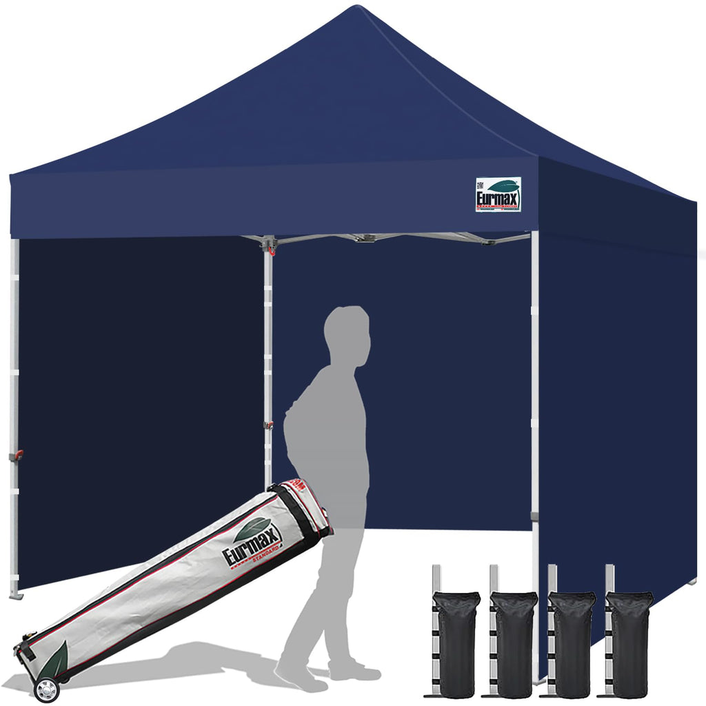 Commercial Pop-Up Canopy Tent – Instant Shelter with 4 Removable Sidewalls, Roller Bag & Sandbags