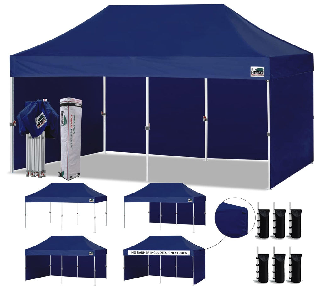 Commercial Pop-Up Canopy Tent – Instant Shelter with 4 Removable Sidewalls, Roller Bag & Sandbags