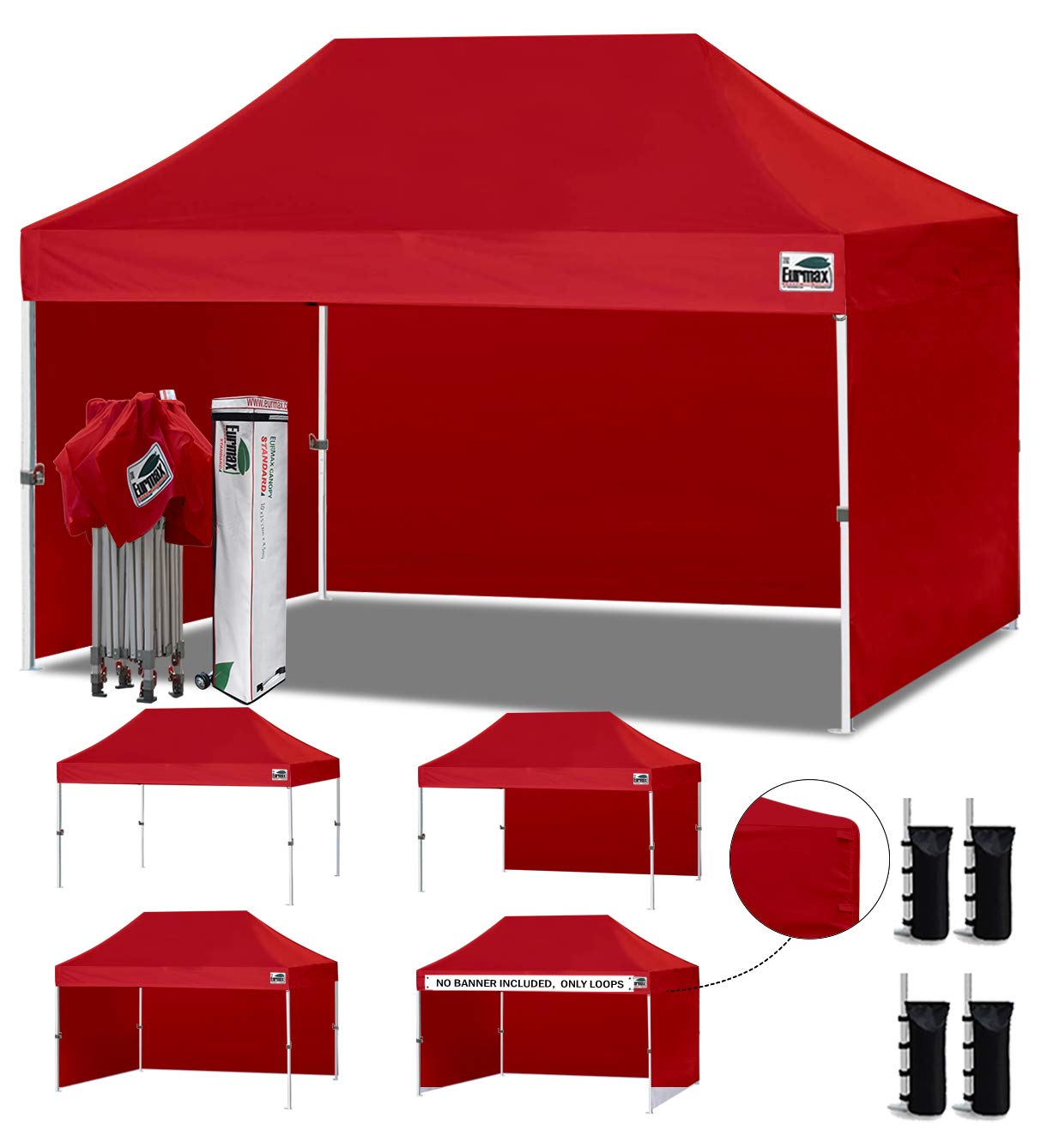 Commercial Pop-Up Canopy Tent – Instant Shelter with 4 Removable Sidewalls, Roller Bag & Sandbags