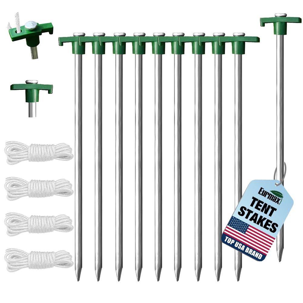 Galvanized Tent Stakes & Hammer Set – Heavy-Duty Non-Rust Anchors for Camping & Canopies