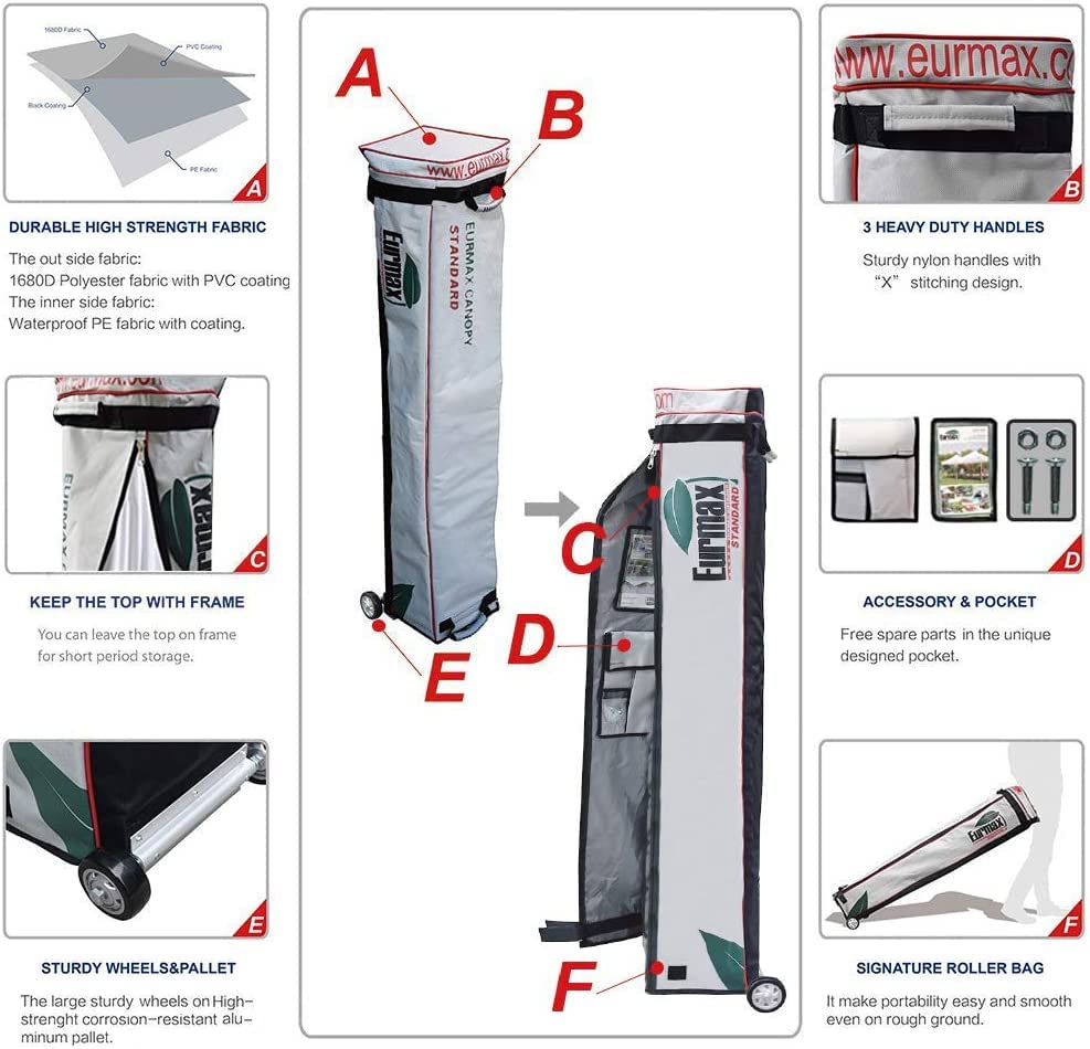 Commercial Pop-Up Canopy Tent – Instant Shelter with 4 Removable Sidewalls, Roller Bag & Sandbags