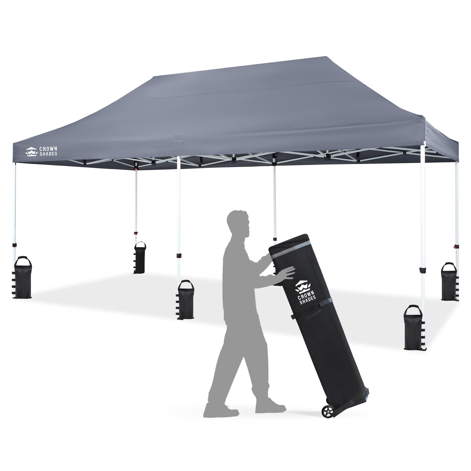Commercial Pop-Up Canopy Tent – Instant 1-Person Setup with 400D Silver-Coated Fabric, Wheels & Carry Bag