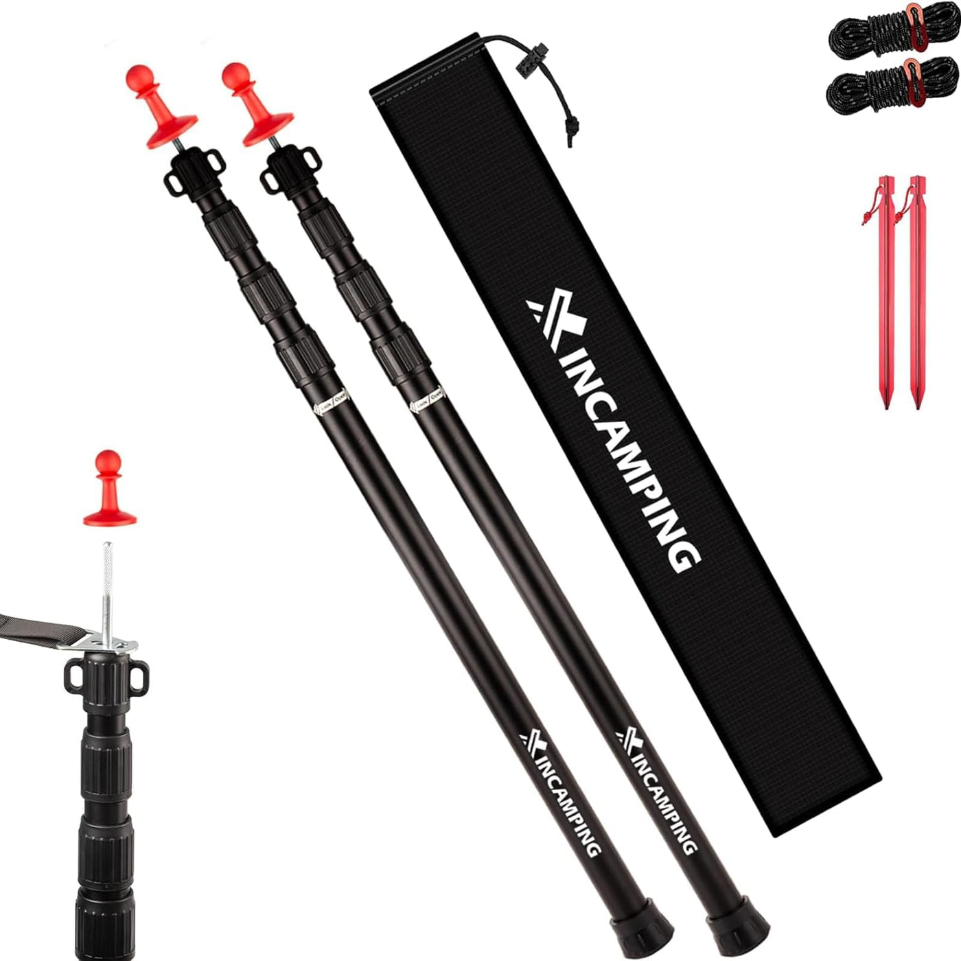 Adjustable Aluminum Tarp Poles – Heavy-Duty Awning Pole Set for Camping & Hiking (Set of 2)