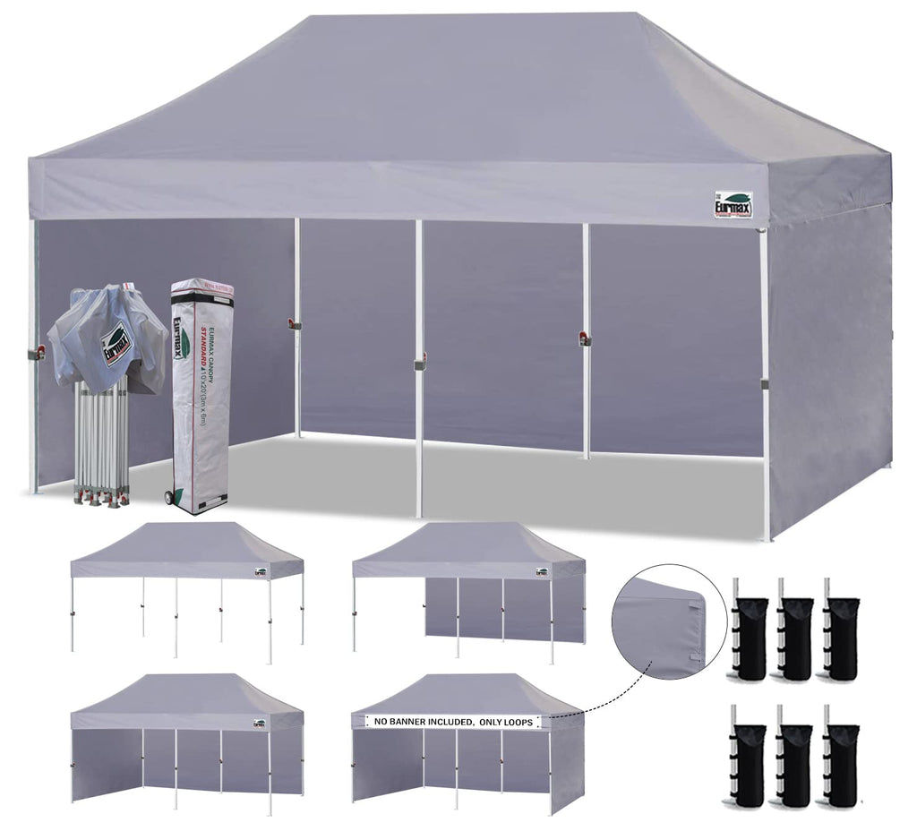 Commercial Pop-Up Canopy Tent – Instant Shelter with 4 Removable Sidewalls, Roller Bag & Sandbags