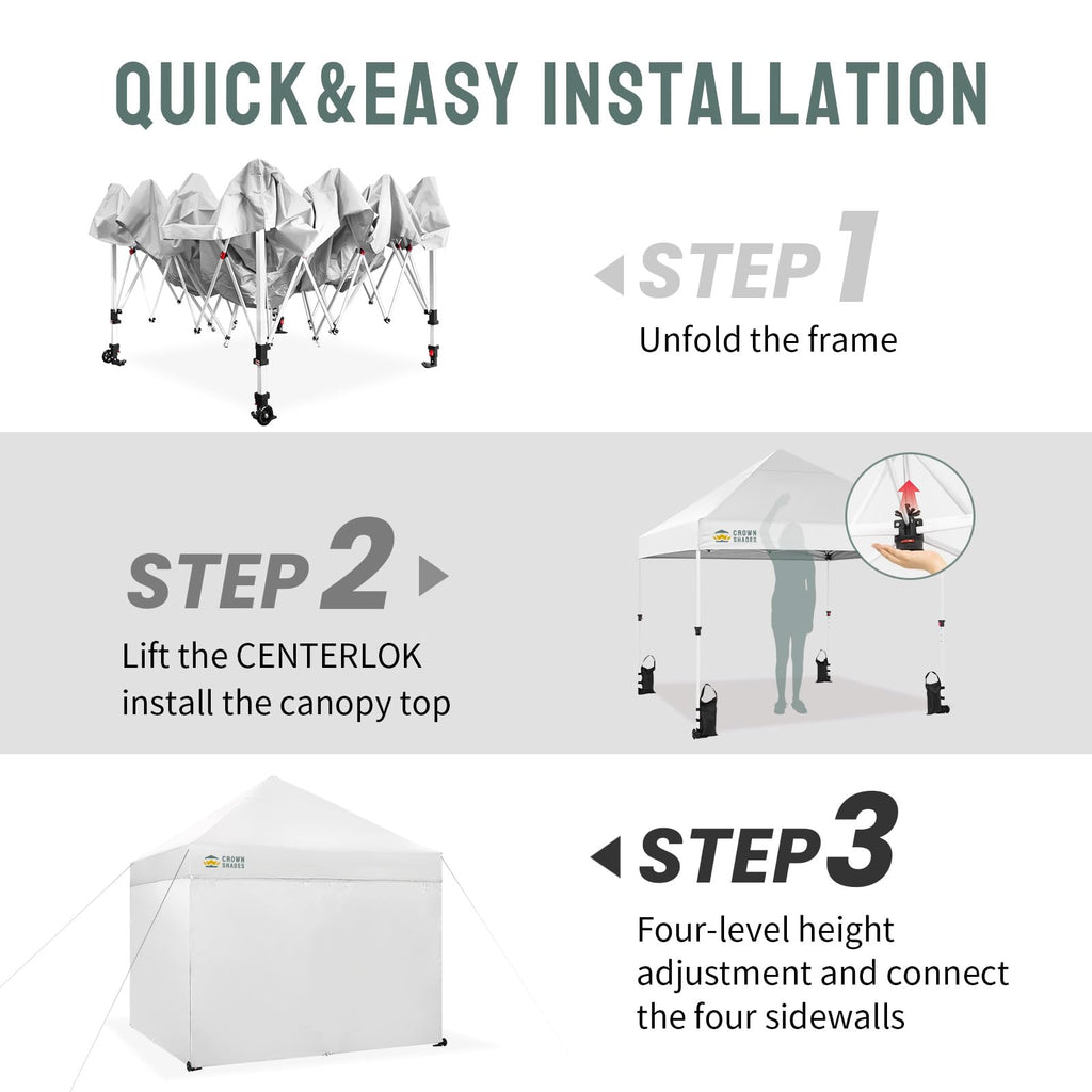 10 × 10 FT Commercial Pop-Up Canopy Tent – Instant Center-Lock Shelter with 4 Sidewalls