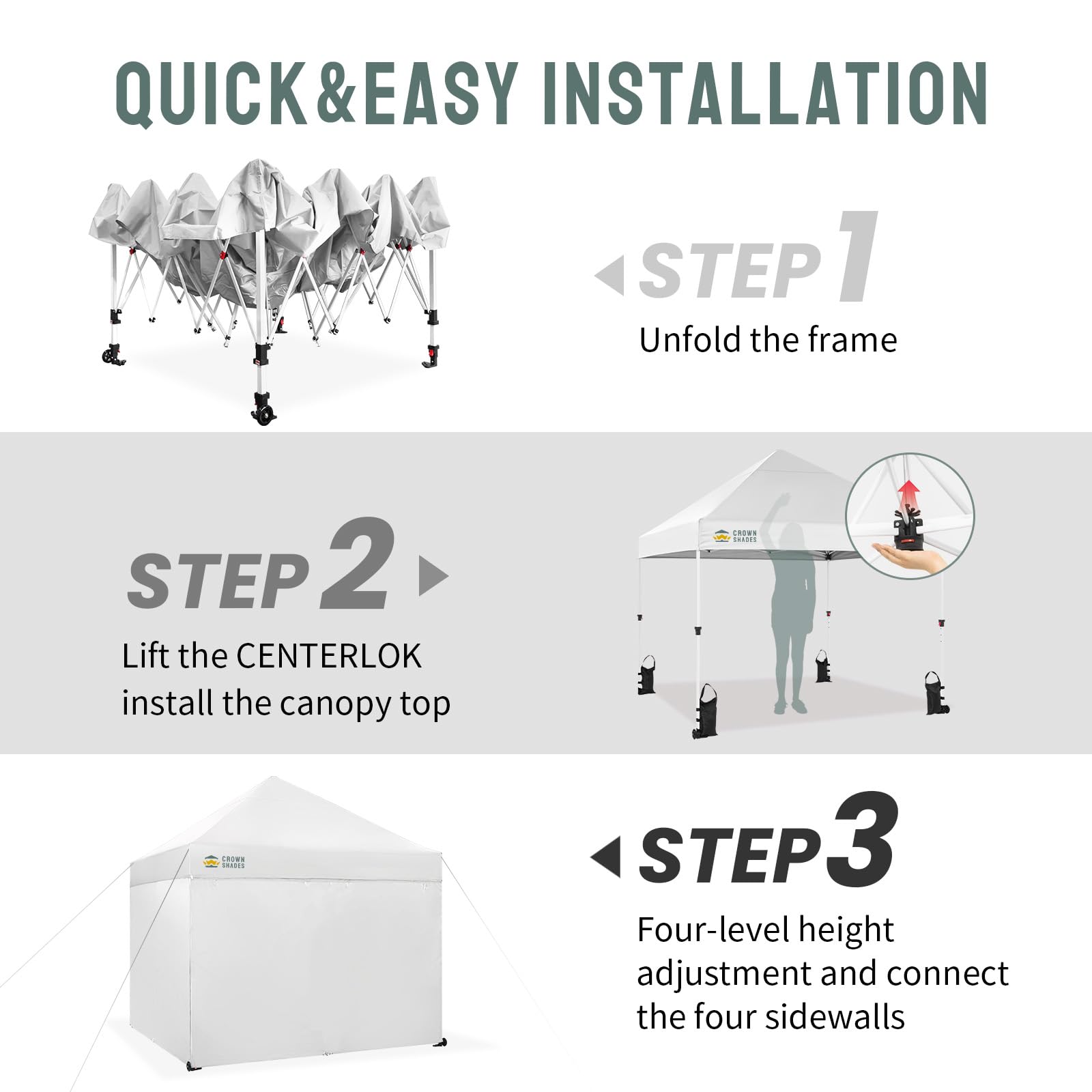 10 × 10 FT Commercial Pop-Up Canopy Tent – Instant Center-Lock Shelter with 4 Sidewalls