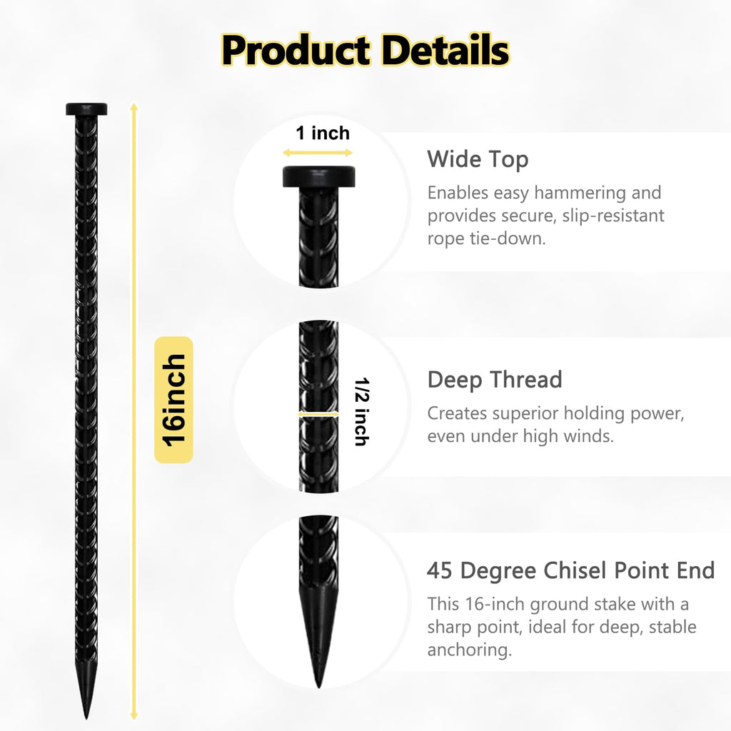 Galvanized Tent Stakes & Hammer Set – Heavy-Duty Non-Rust Anchors for Camping & Canopies