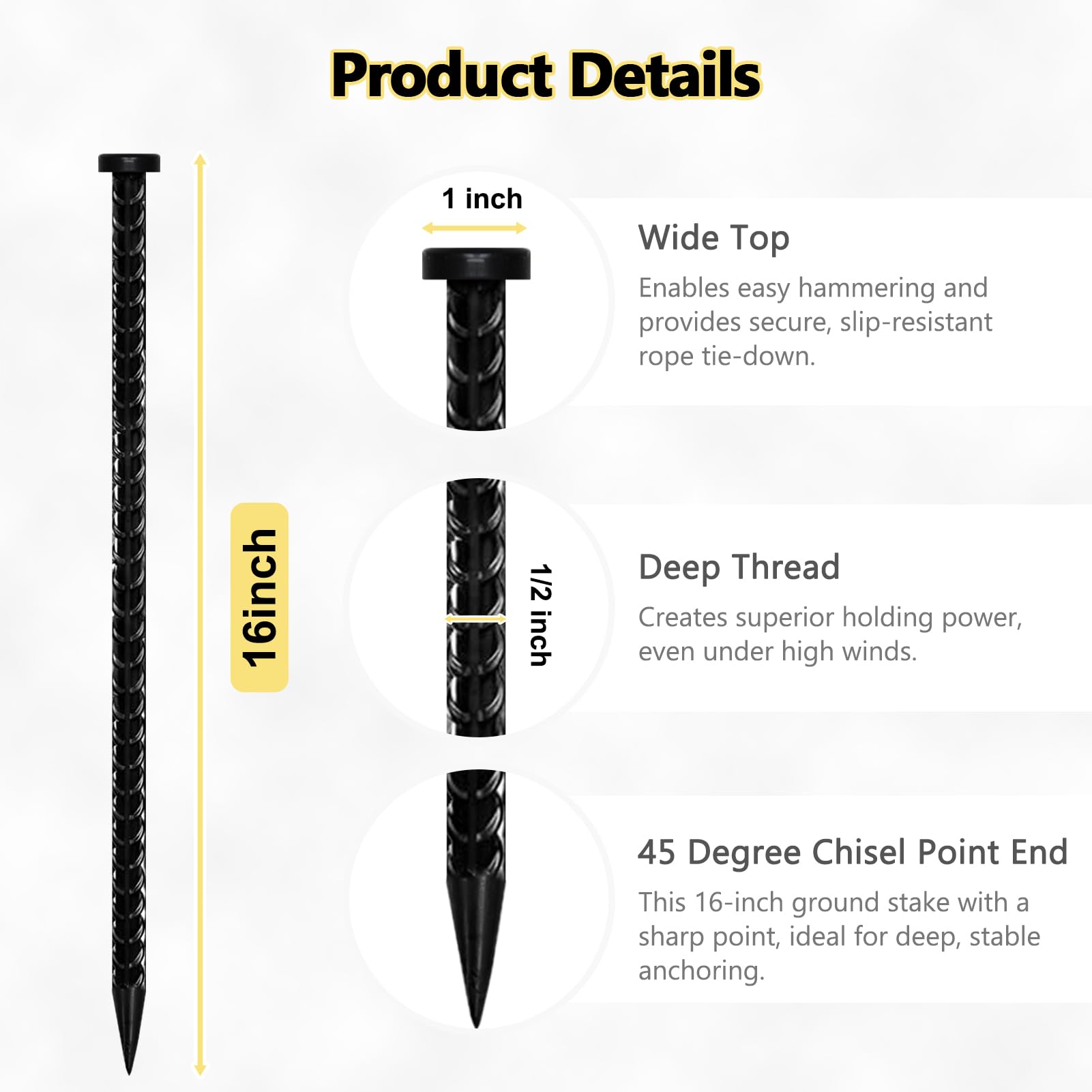Galvanized Tent Stakes & Hammer Set – Heavy-Duty Non-Rust Anchors for Camping & Canopies