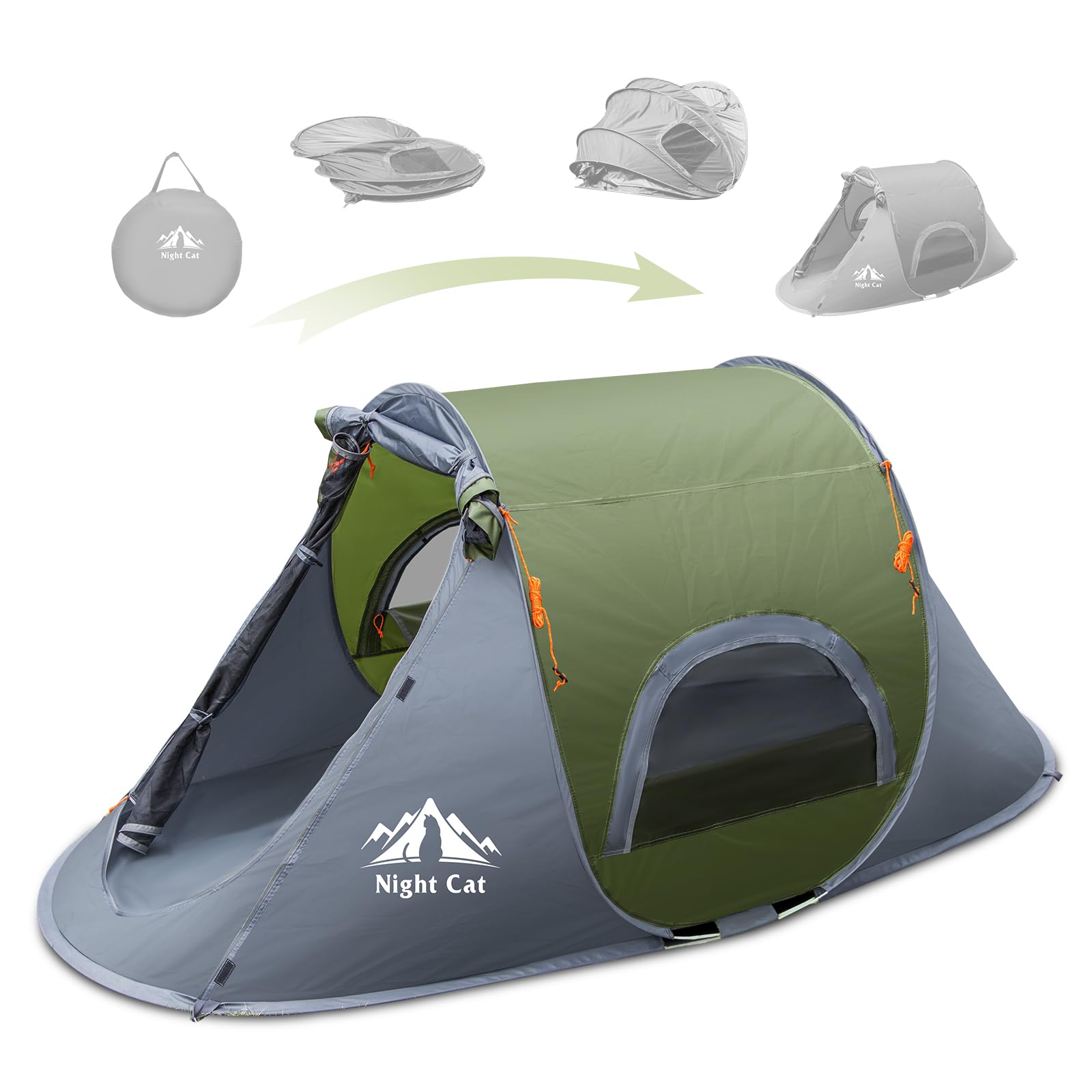 Night Cat Pop-up Camping Tent: 1 Person Tent Waterproof Instant Easy Setup Outdoor Tent