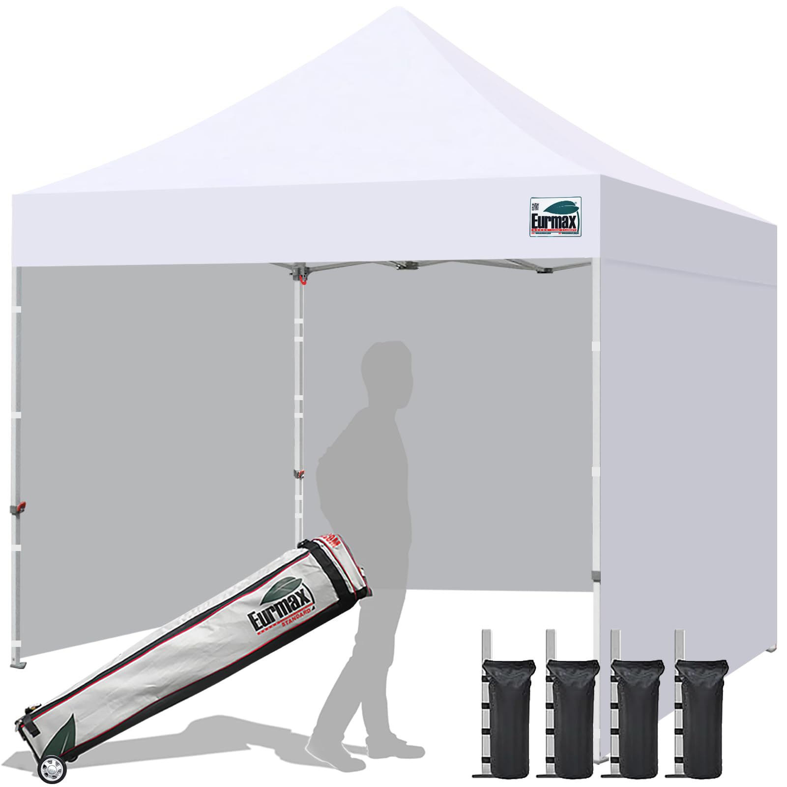 Commercial Pop-Up Canopy Tent – Instant Shelter with 4 Removable Sidewalls, Roller Bag & Sandbags