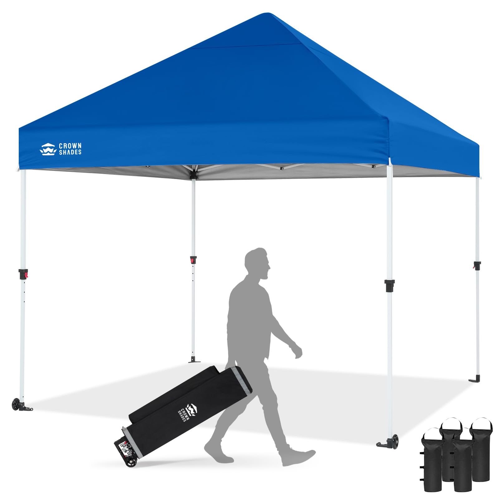Commercial Pop-Up Canopy Tent – Instant 1-Person Setup with 400D Silver-Coated Fabric, Wheels & Carry Bag