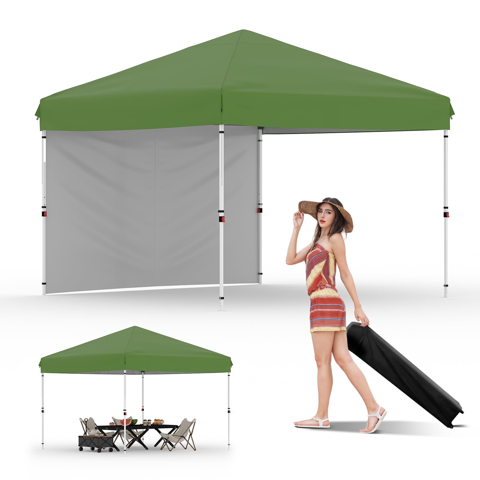 10 × 10 FT Heavy-Duty Pop-Up Canopy Tent – One-Person Setup, Waterproof UPF 50+ Shelter for Events & Markets