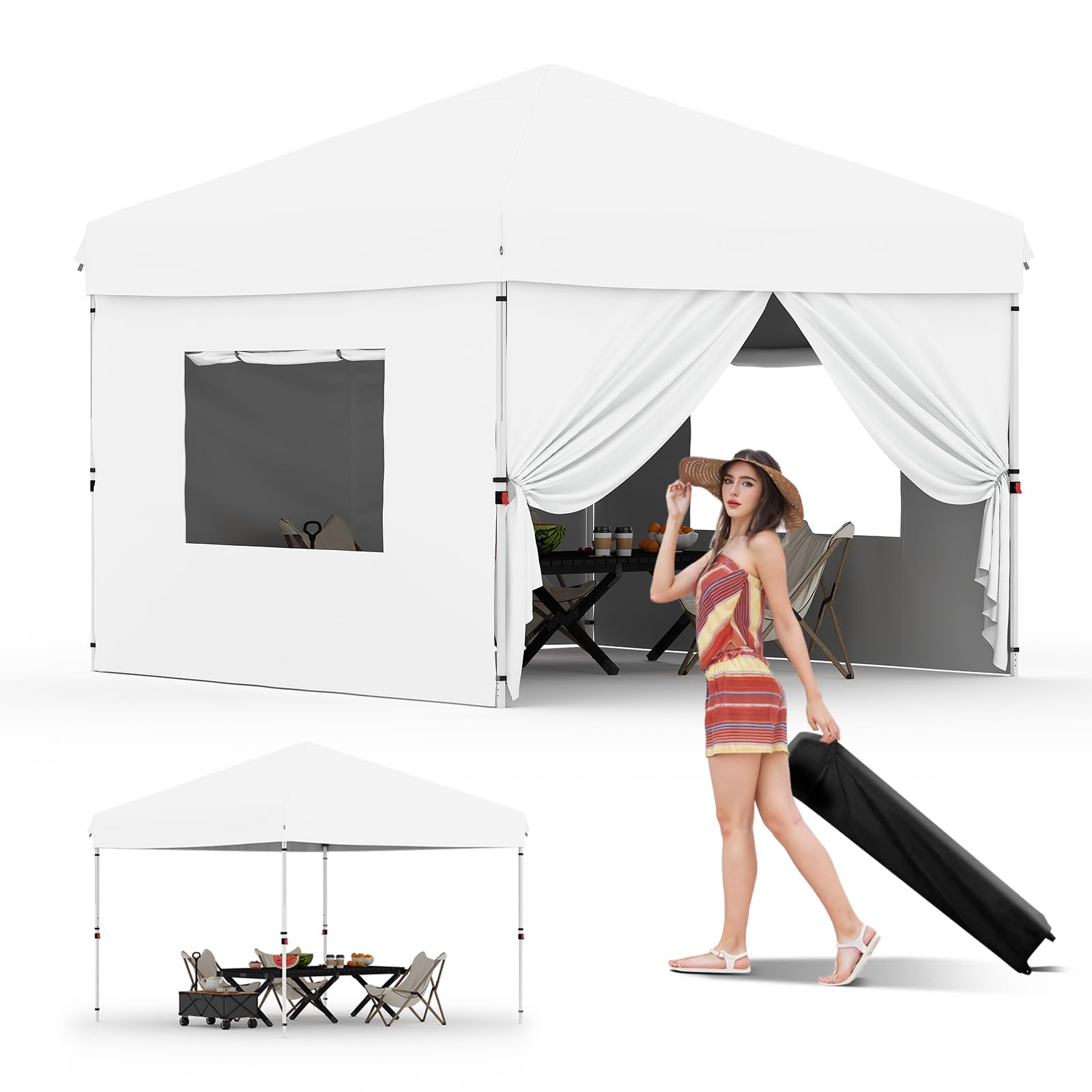 10 × 10 FT Heavy-Duty Pop-Up Canopy Tent – One-Person Setup, Waterproof UPF 50+ Shelter for Events & Markets