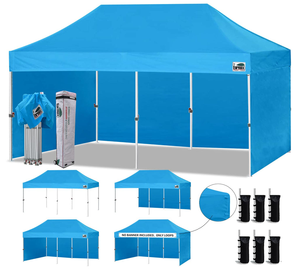 Commercial Pop-Up Canopy Tent – Instant Shelter with 4 Removable Sidewalls, Roller Bag & Sandbags