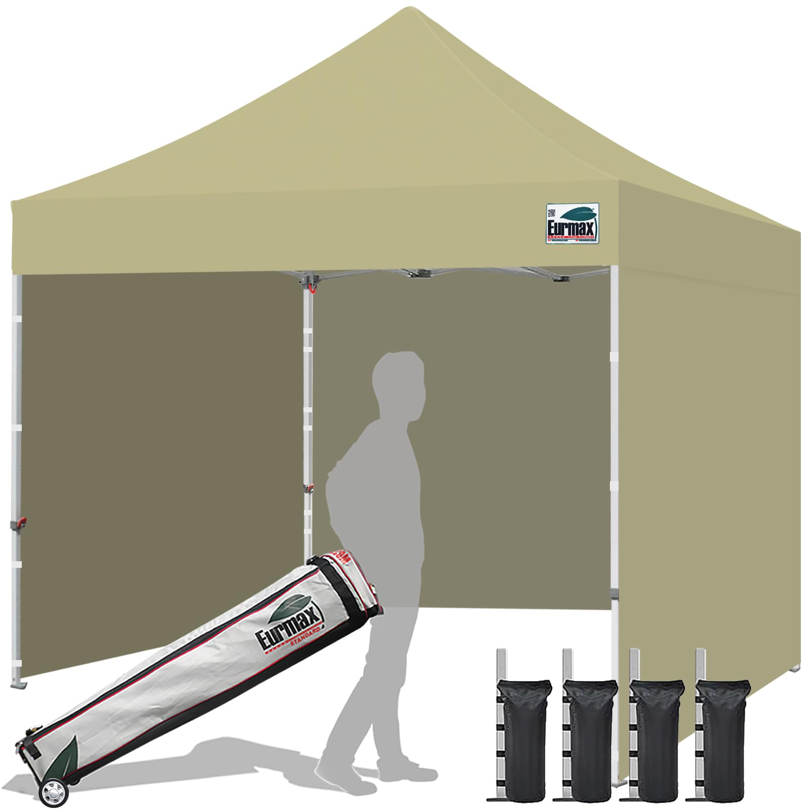 Commercial Pop-Up Canopy Tent – Instant Shelter with 4 Removable Sidewalls, Roller Bag & Sandbags