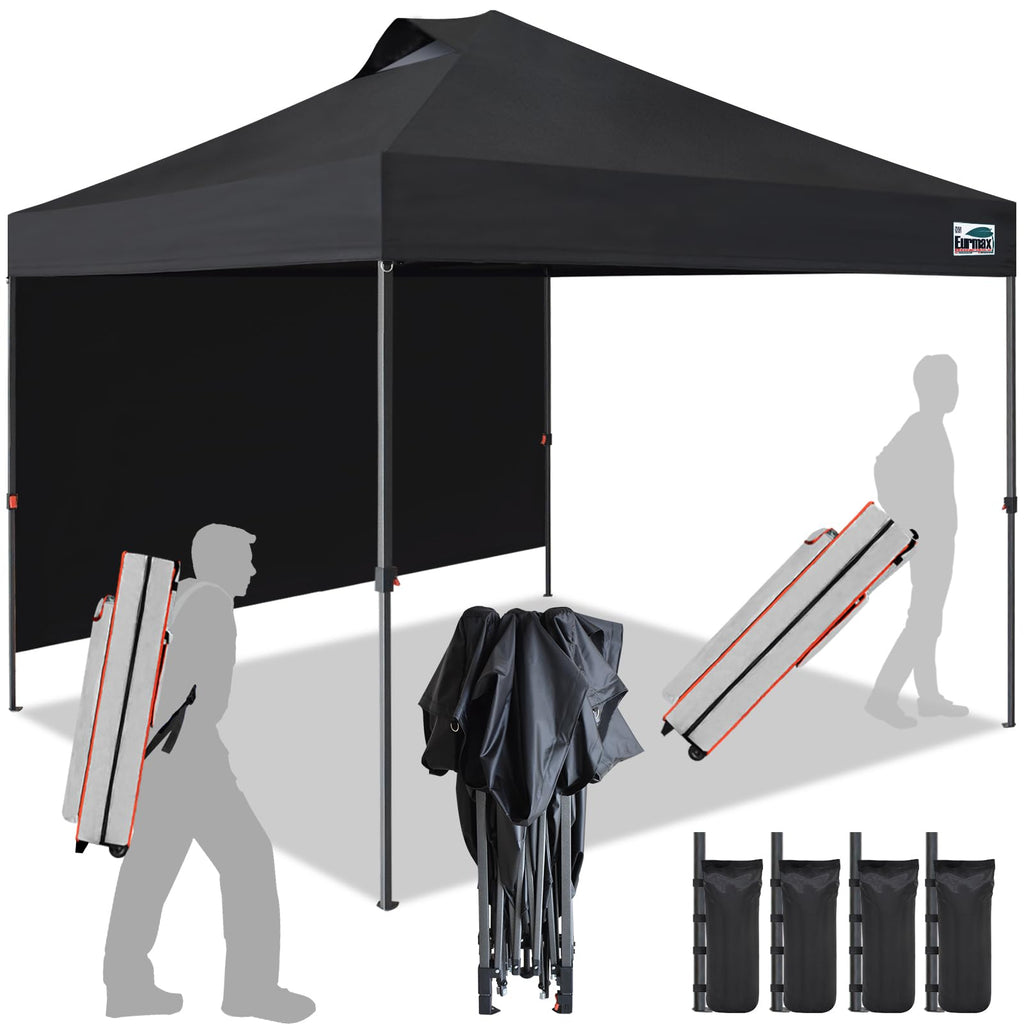 Commercial Pop-Up Canopy Tent – Instant Shelter with 4 Removable Sidewalls, Roller Bag & Sandbags