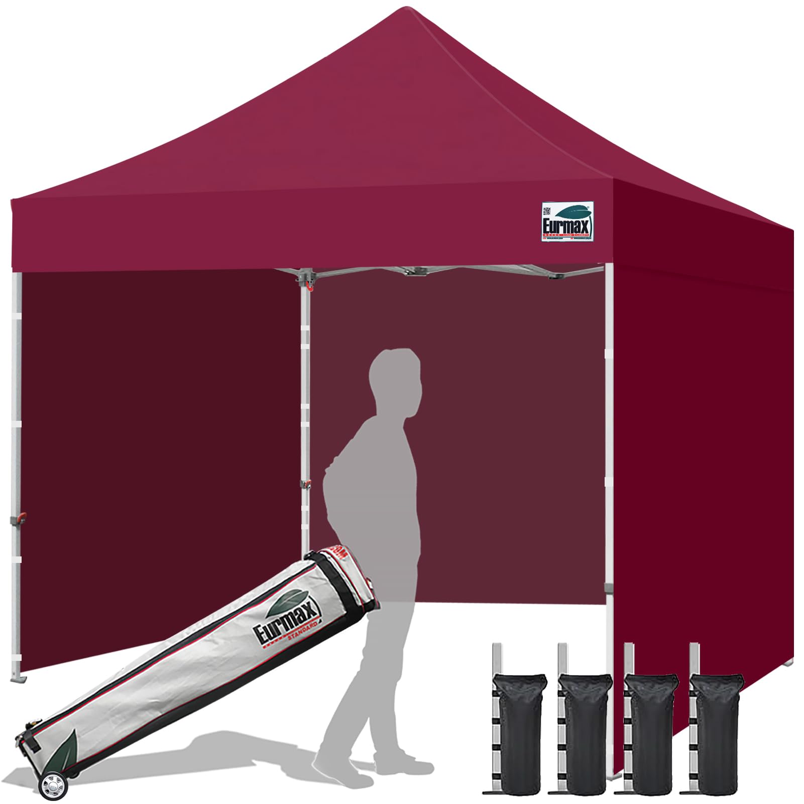 Commercial Pop-Up Canopy Tent – Instant Shelter with 4 Removable Sidewalls, Roller Bag & Sandbags