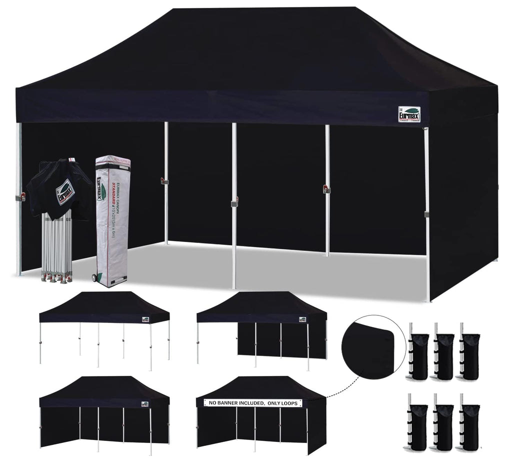 Commercial Pop-Up Canopy Tent – Instant Shelter with 4 Removable Sidewalls, Roller Bag & Sandbags