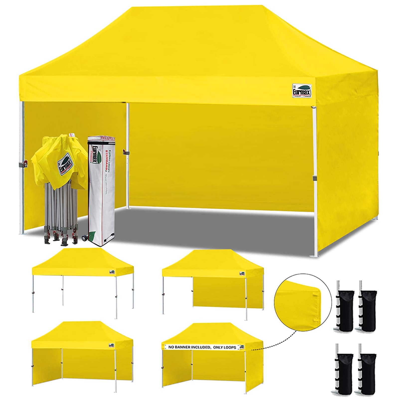 Commercial Pop-Up Canopy Tent – Instant Shelter with 4 Removable Sidewalls, Roller Bag & Sandbags