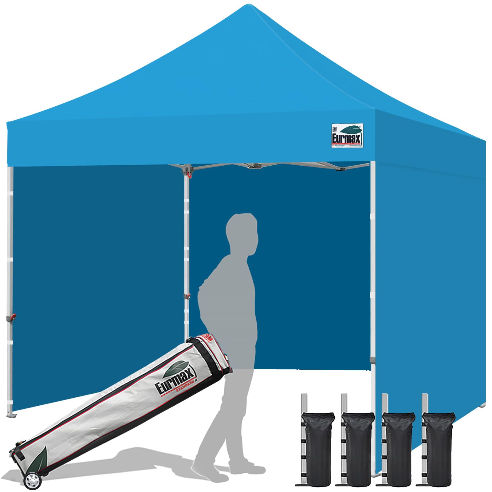 Commercial Pop-Up Canopy Tent – Instant Shelter with 4 Removable Sidewalls, Roller Bag & Sandbags