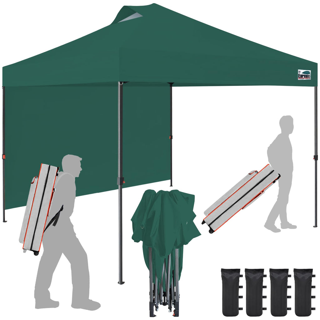 Commercial Pop-Up Canopy Tent – Instant Shelter with 4 Removable Sidewalls, Roller Bag & Sandbags