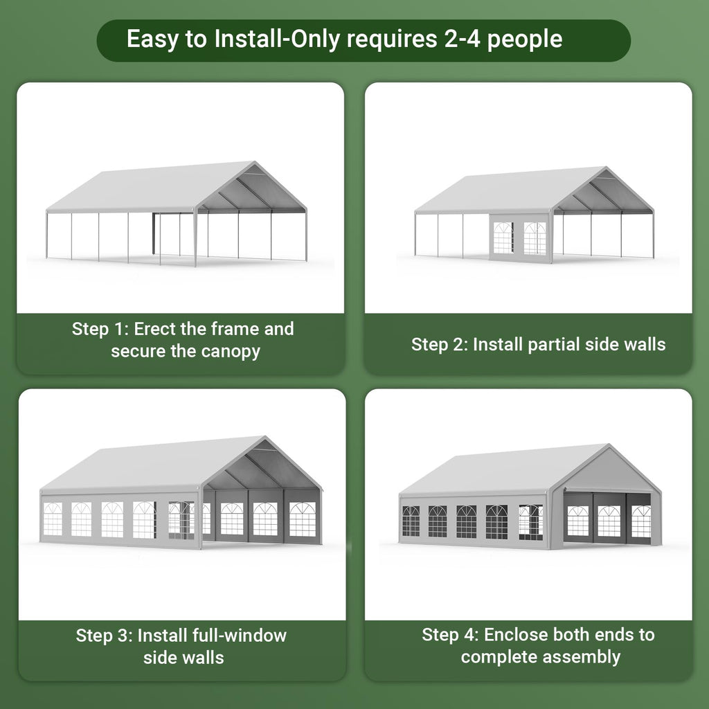 Heavy-Duty Party Tent – Waterproof Canopy Shelter with Removable Sidewalls for Events & Outdoor Gatherings