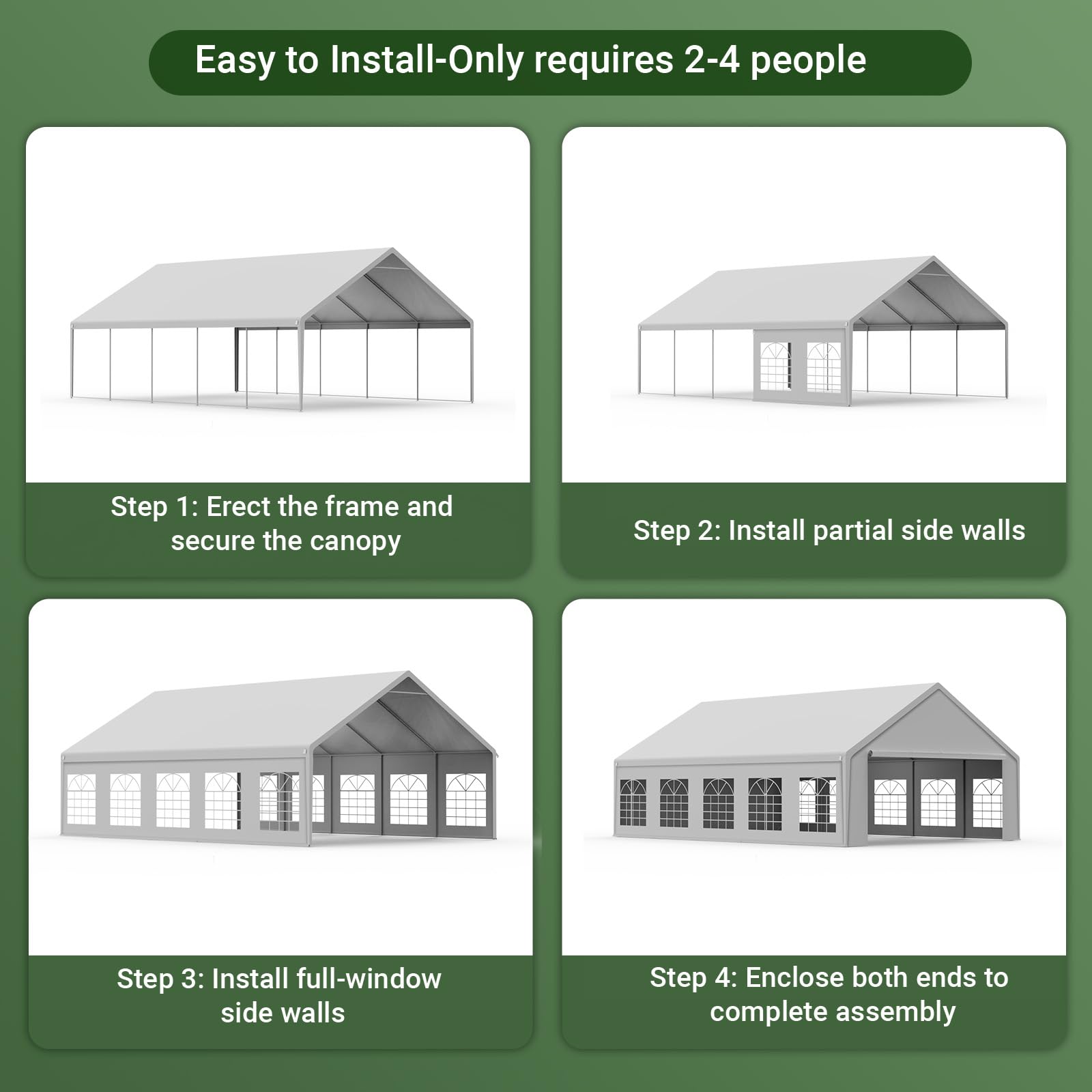 Heavy-Duty Party Tent – Waterproof Canopy Shelter with Removable Sidewalls for Events & Outdoor Gatherings