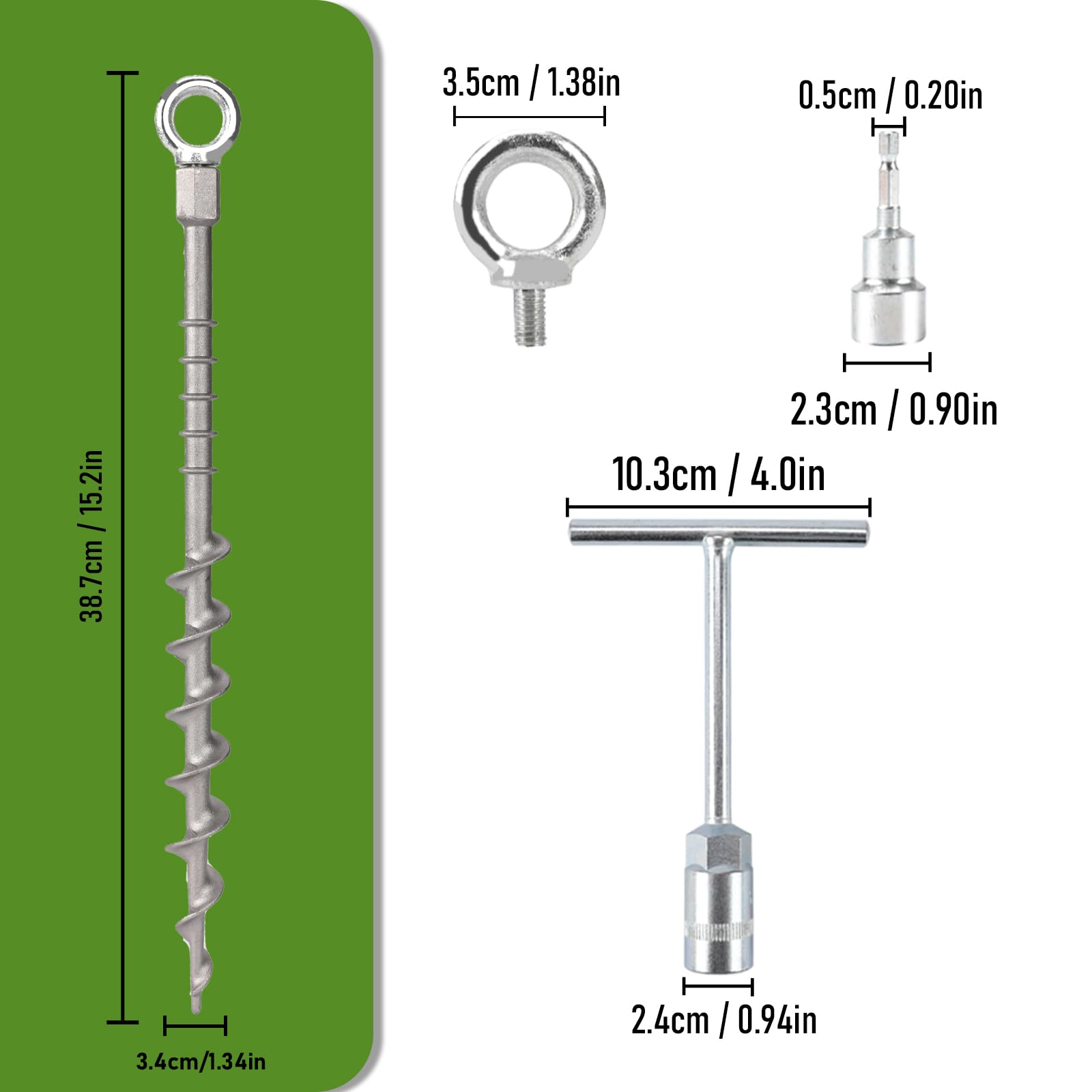 Keltrion 14" Ground Anchors Screw in Non-Rust Cast Aluminum Detachable Tent Stakes