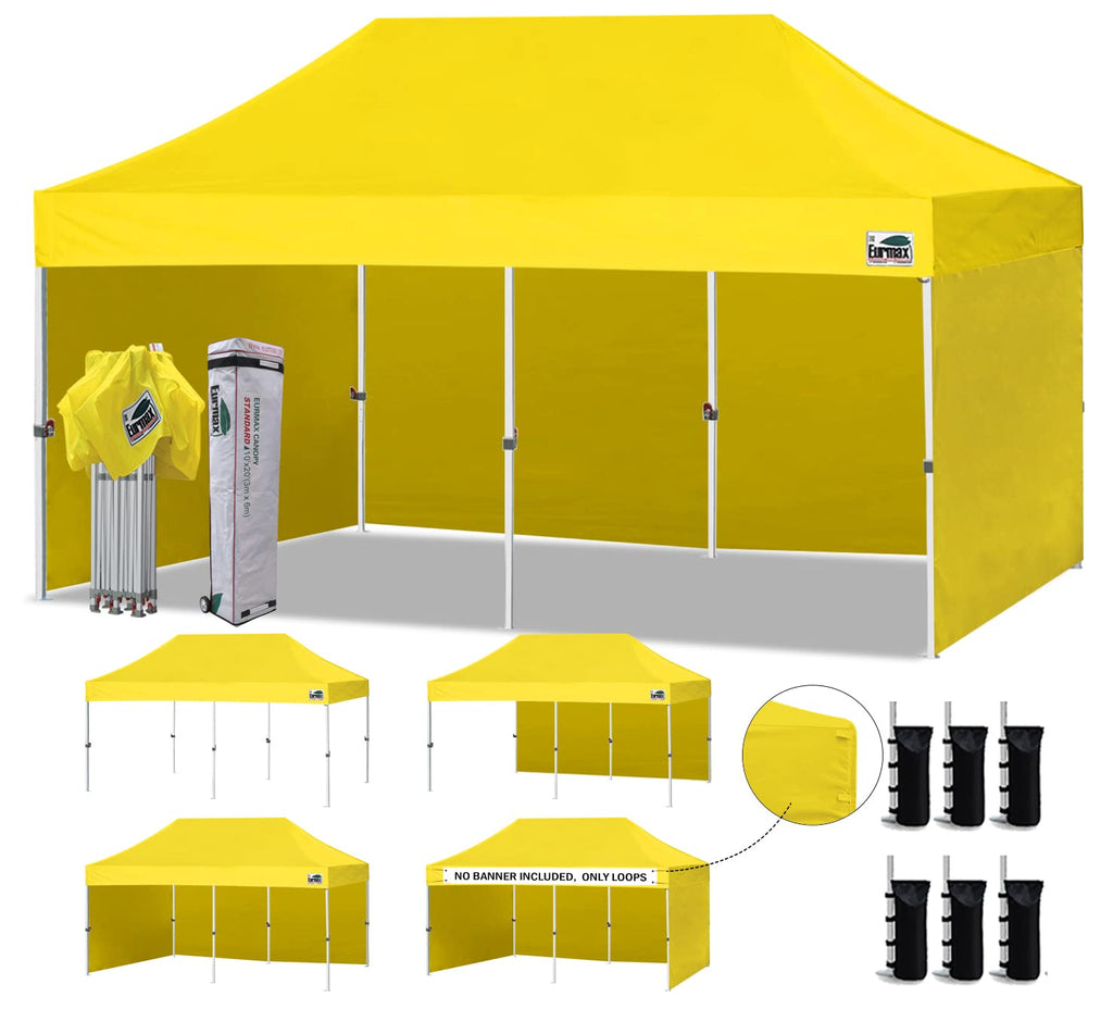 Commercial Pop-Up Canopy Tent – Instant Shelter with 4 Removable Sidewalls, Roller Bag & Sandbags