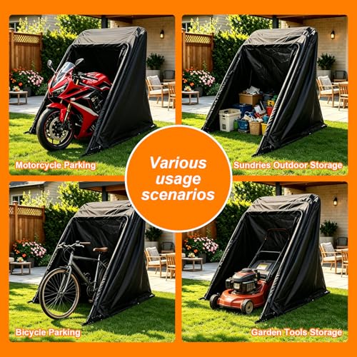 Heavy-Duty Motorcycle Shelter – 600D Oxford Storage Garage Tent with Lock & Ventilated Windows (106 × 41 × 60 in)