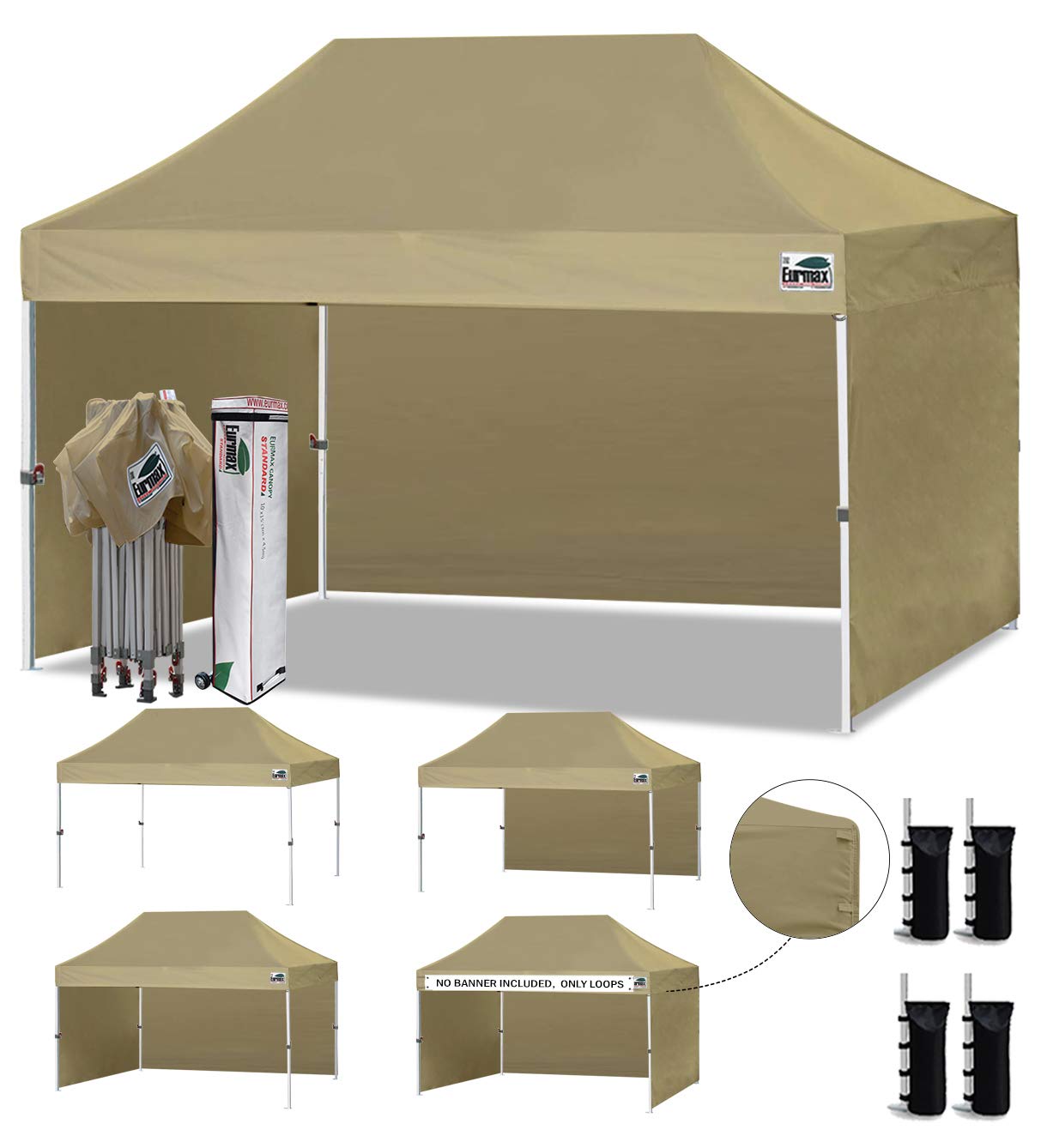 Commercial Pop-Up Canopy Tent – Instant Shelter with 4 Removable Sidewalls, Roller Bag & Sandbags
