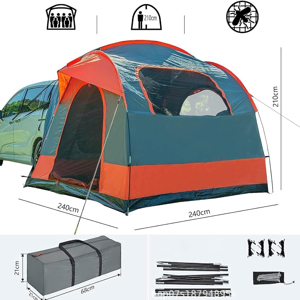 4–6 Person SUV Tailgate Tent – Waterproof Rear Awning Shelter with Screen Room for Car Camping
