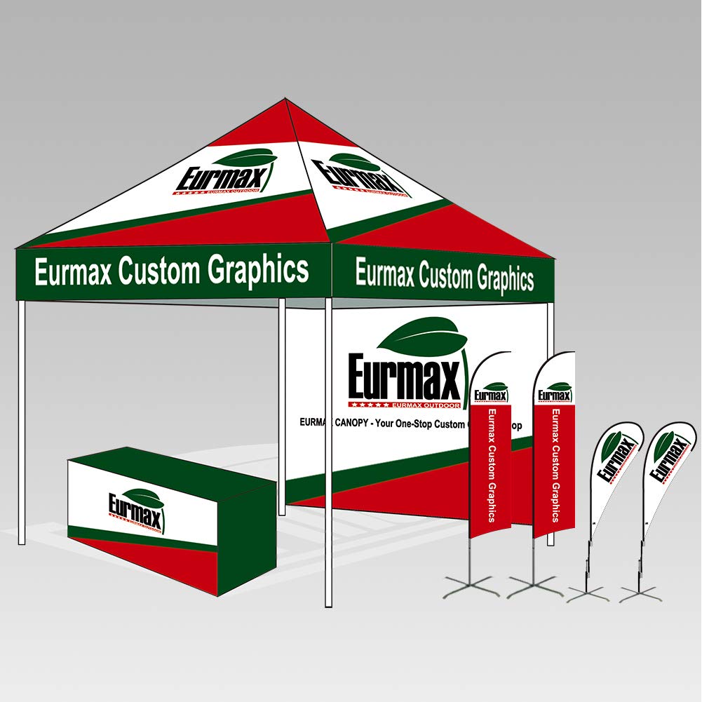 Eurmax USA 10x10 Pop Up Canopy,Commercial Tent with Patented No-Tip Rolling Bag,24sqft Extension Awning & 4 Zippered Removable Walls,UV & Water Resistant,Heavy Duty Instant Shelter Gazebo