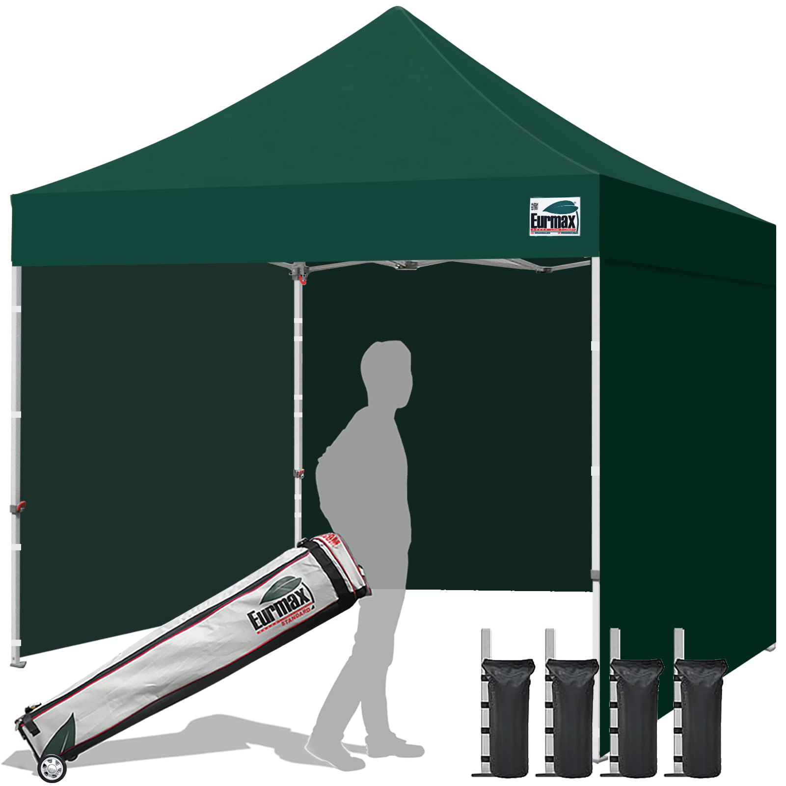 Commercial Pop-Up Canopy Tent – Instant Shelter with 4 Removable Sidewalls, Roller Bag & Sandbags