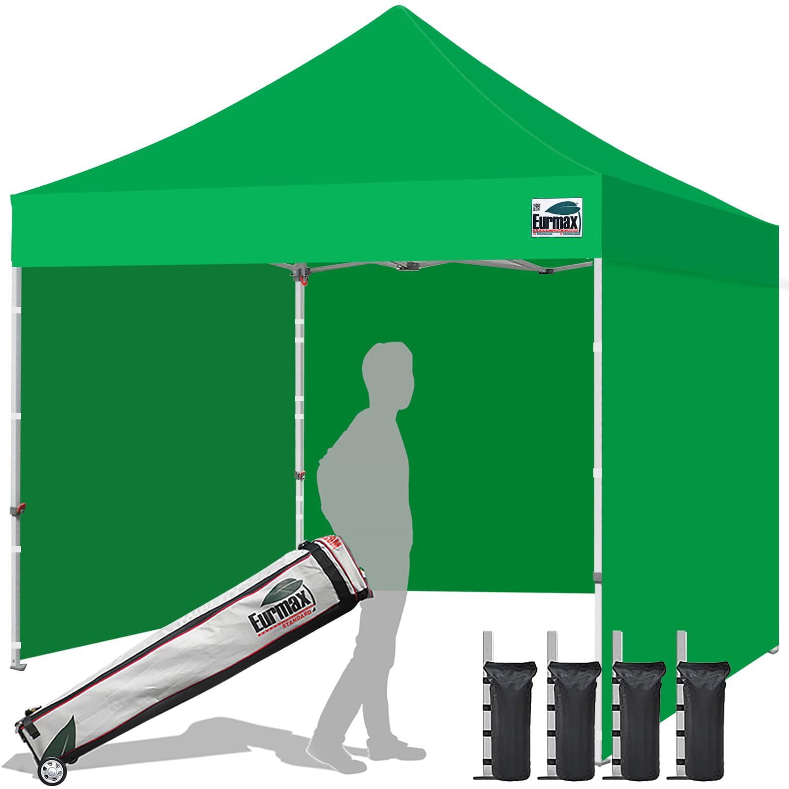 Commercial Pop-Up Canopy Tent – Instant Shelter with 4 Removable Sidewalls, Roller Bag & Sandbags