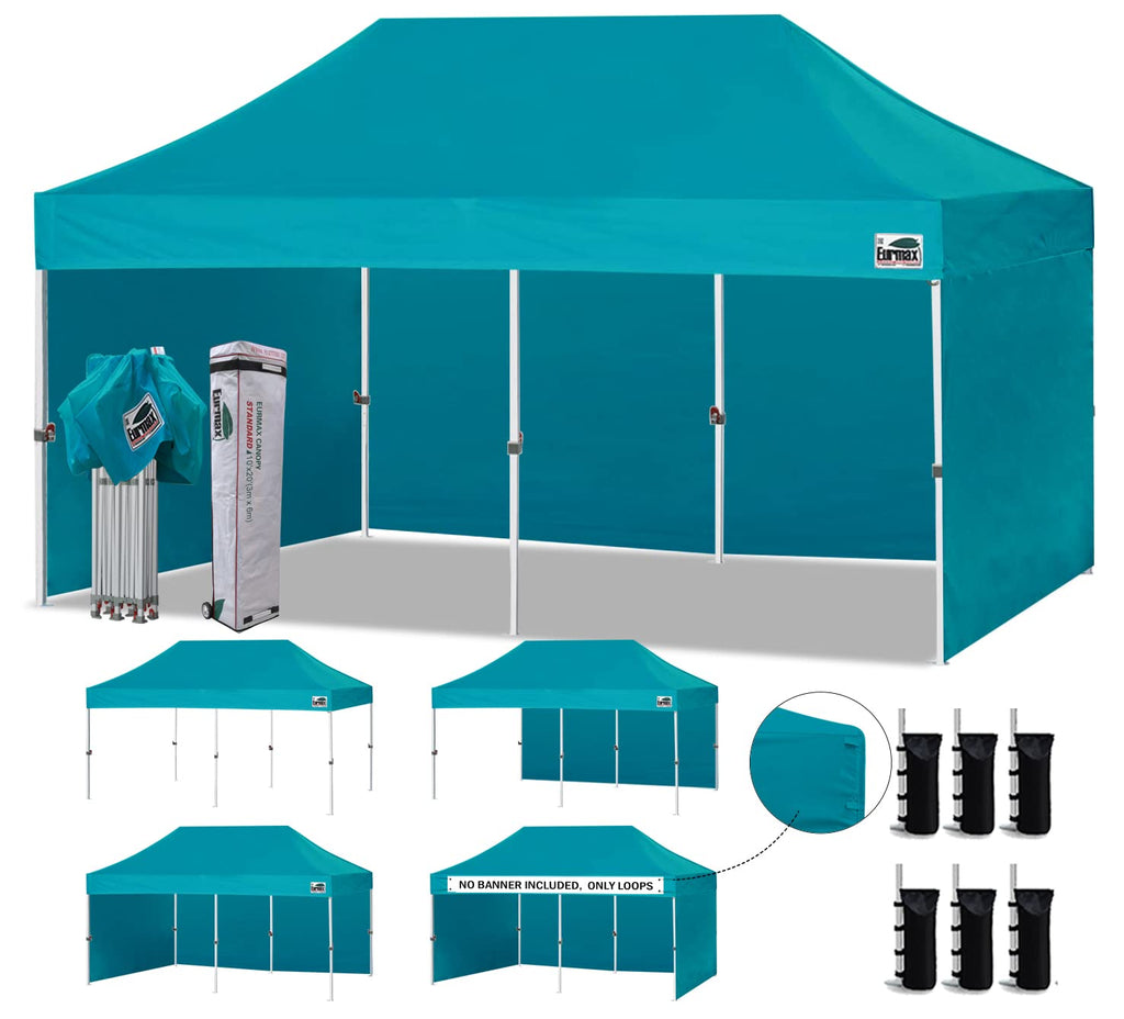 Commercial Pop-Up Canopy Tent – Instant Shelter with 4 Removable Sidewalls, Roller Bag & Sandbags