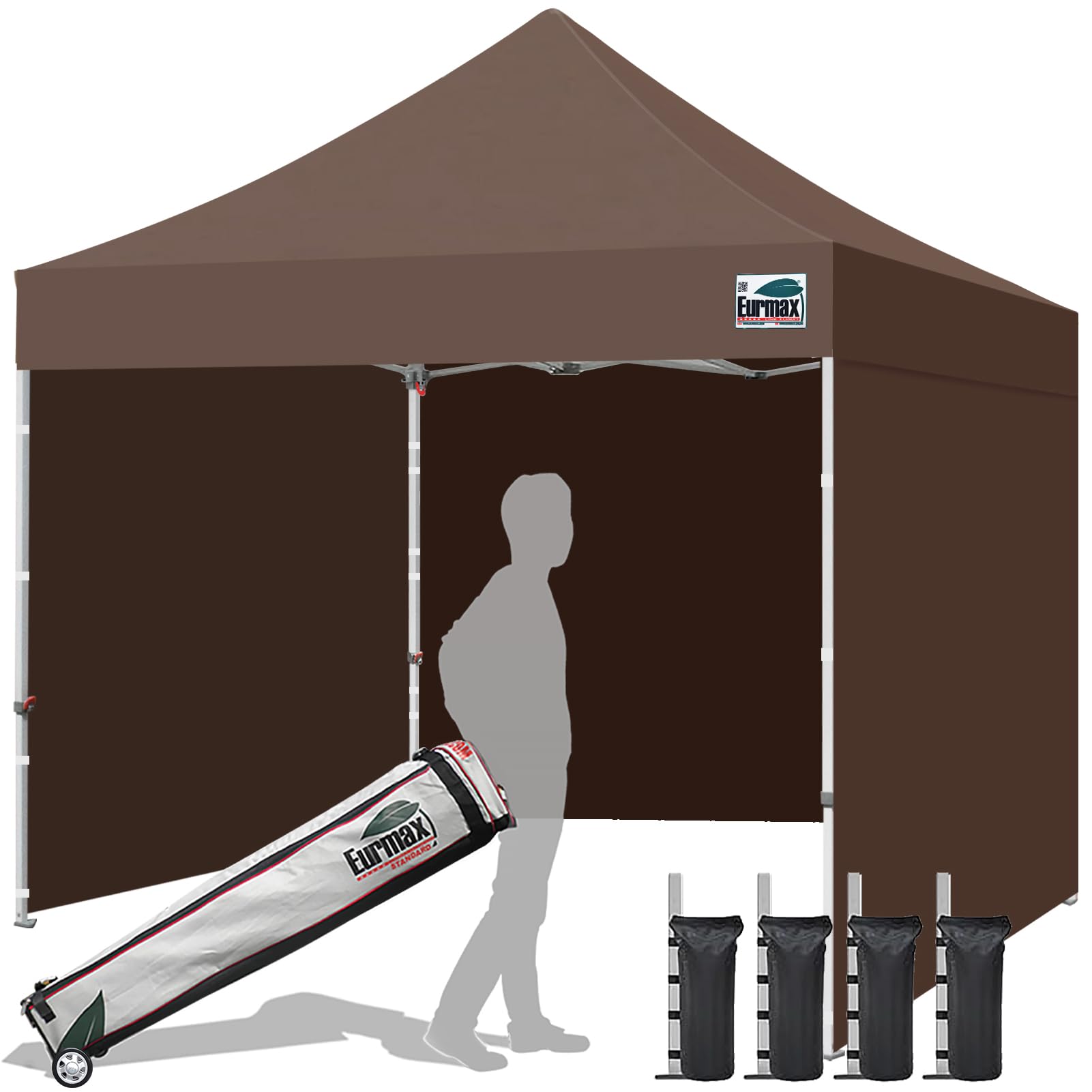 Commercial Pop-Up Canopy Tent – Instant Shelter with 4 Removable Sidewalls, Roller Bag & Sandbags