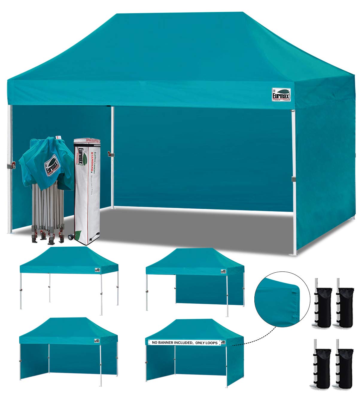 Commercial Pop-Up Canopy Tent – Instant Shelter with 4 Removable Sidewalls, Roller Bag & Sandbags