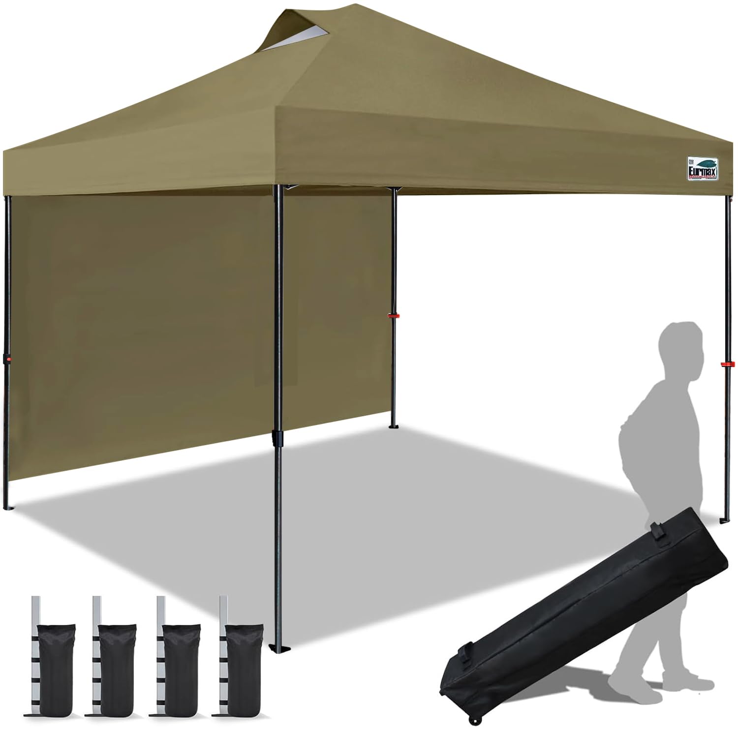 Commercial Pop-Up Canopy Tent – Instant Shelter with 4 Removable Sidewalls, Roller Bag & Sandbags
